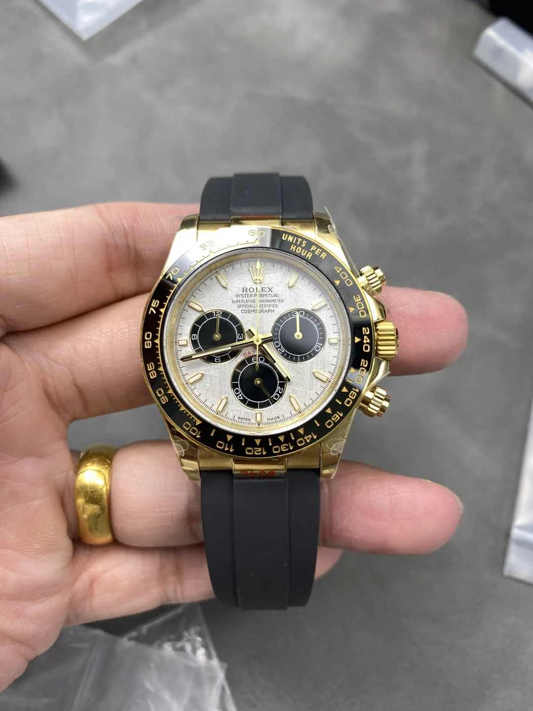 Rolex Daytona Meteorite — photographed off the sweep