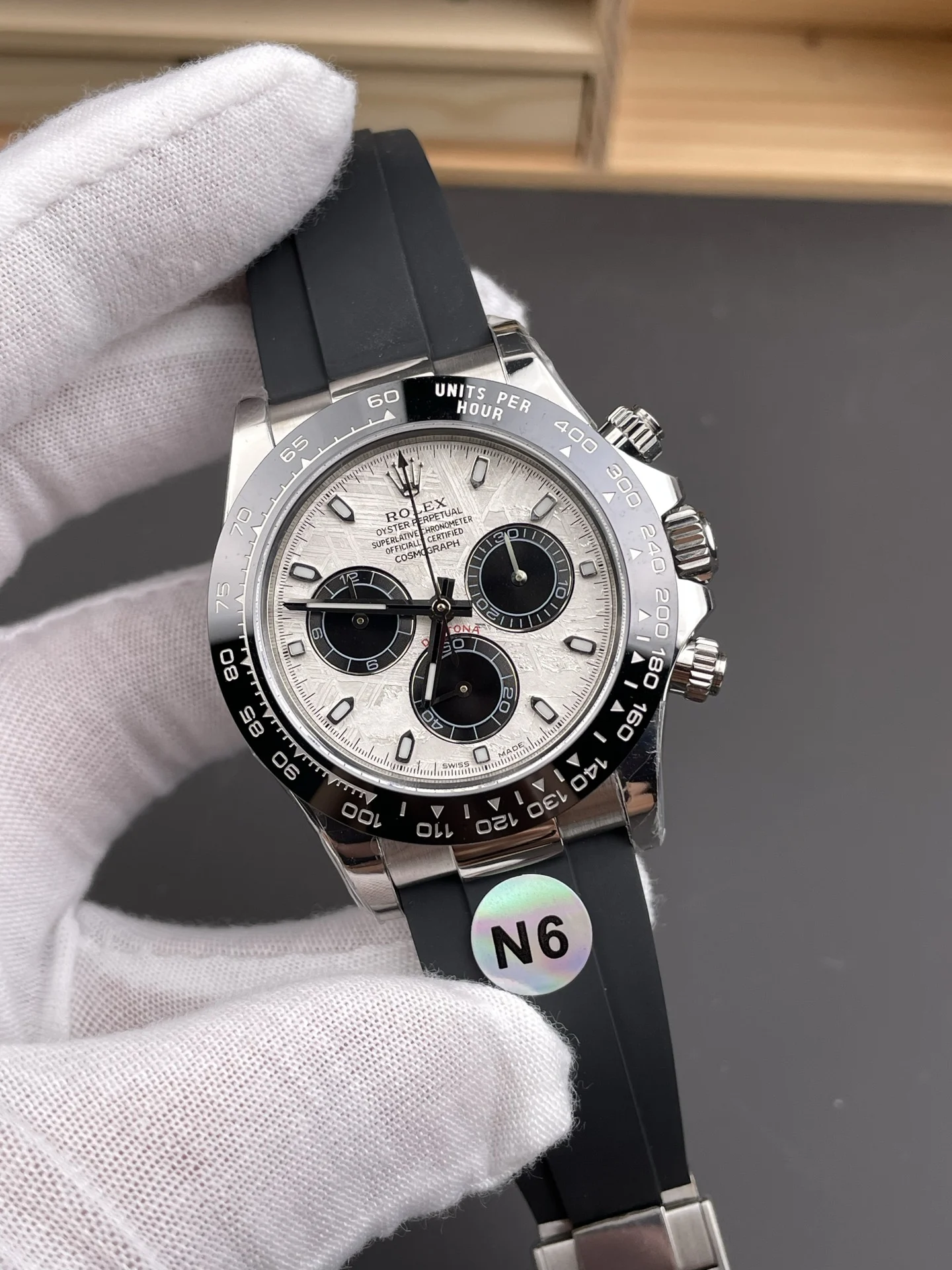 Rolex Daytona Meteorite 40mm — photographed off the sweep