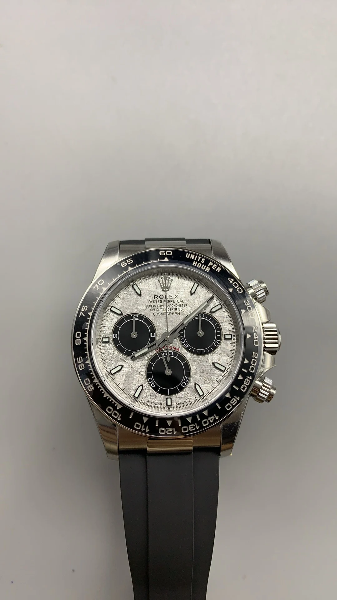Rolex Daytona Meteorite Grey Dial — photographed off the sweep