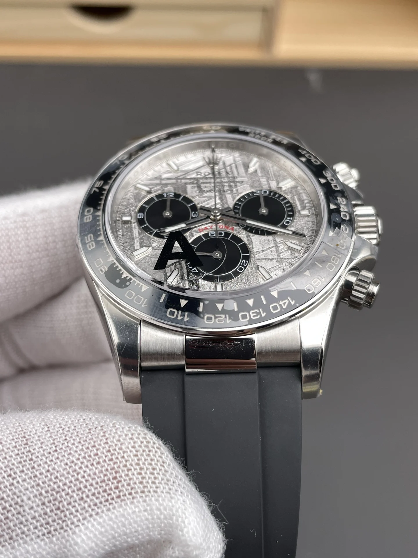 Rolex Daytona Meteorite Grey Dial 40mm — photographed off the sweep