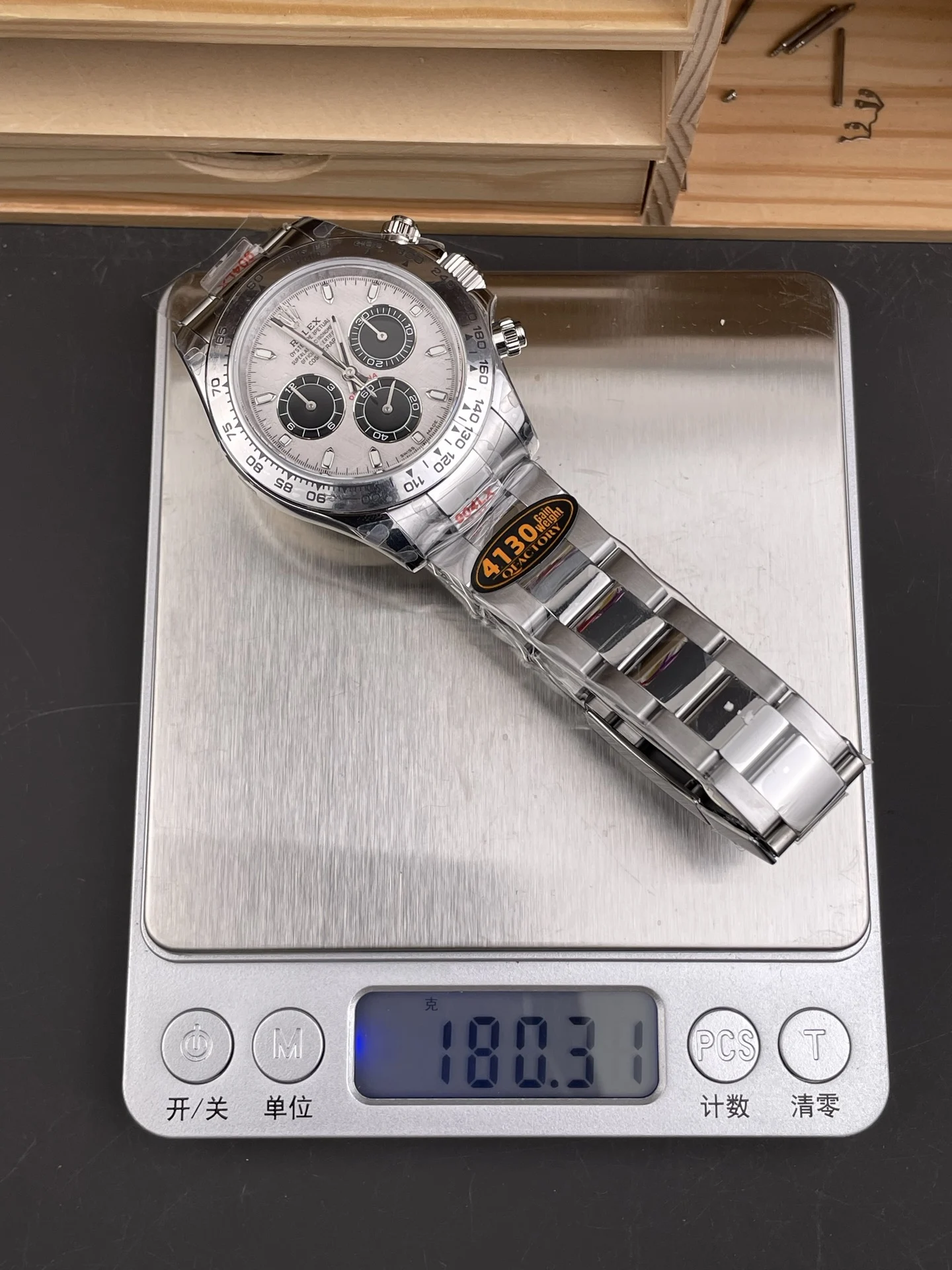 Rolex Daytona Meteorite Platinum — photographed off the sweep