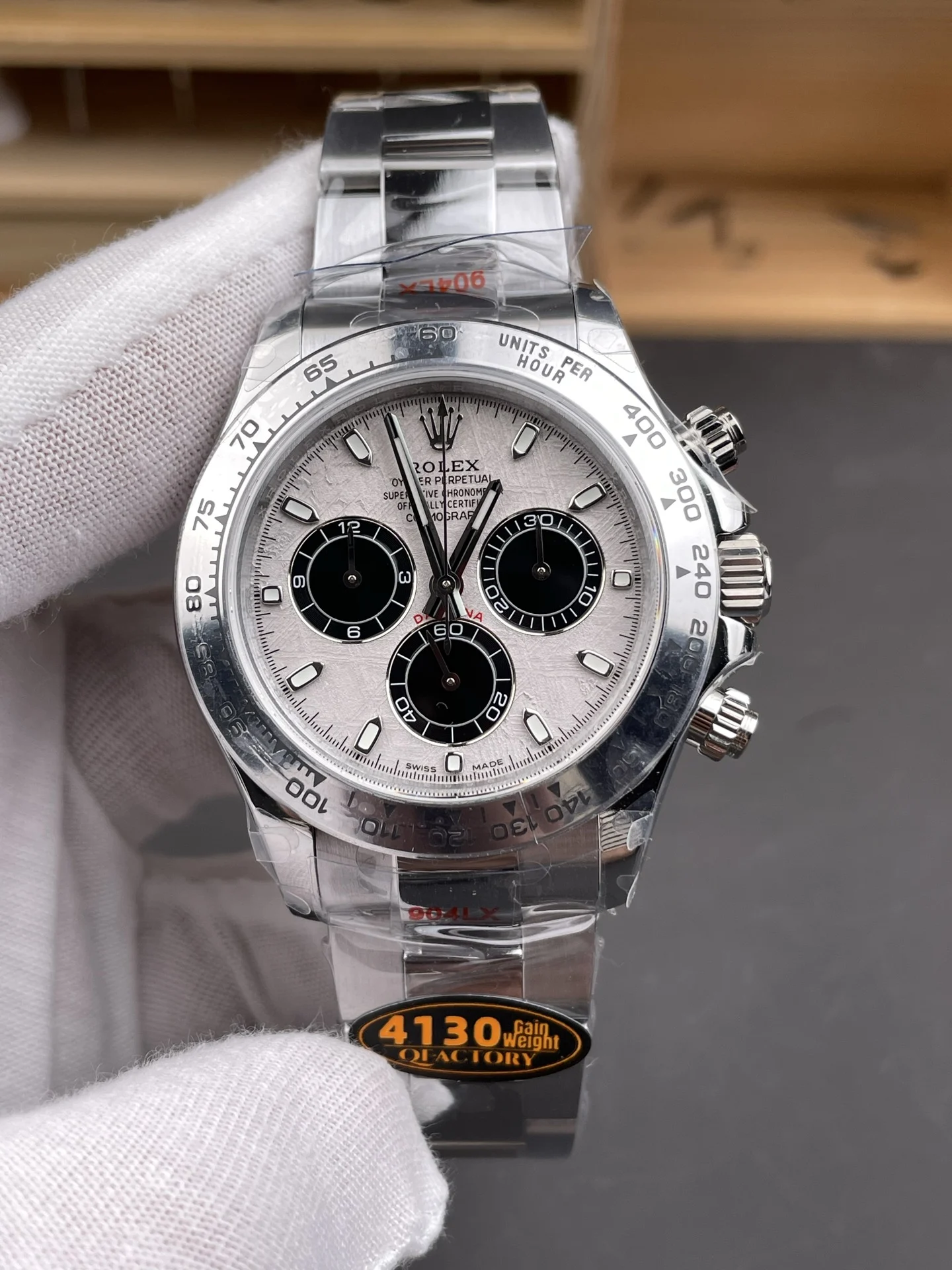 Rolex Daytona Meteorite Platinum — photographed off the sweep