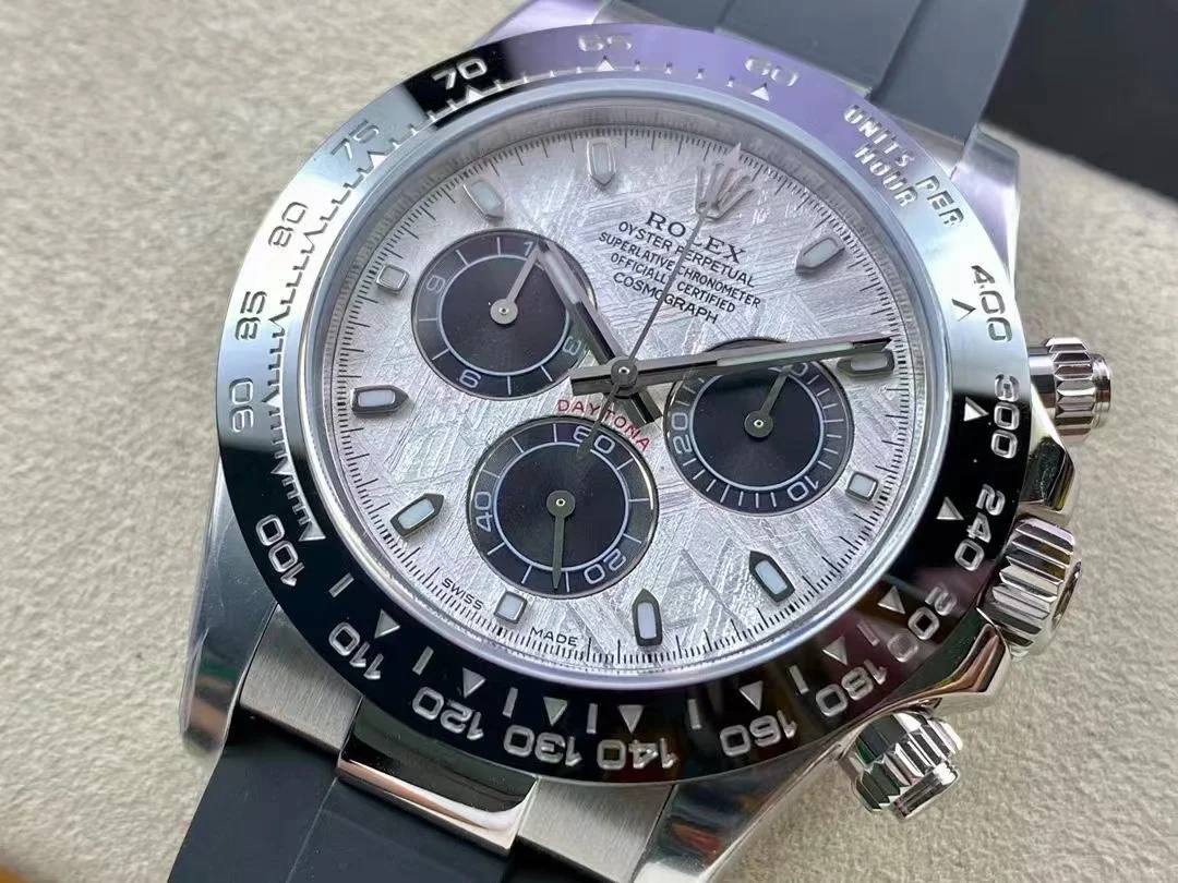 Rolex Daytona Meteorite Steel — photographed off the sweep