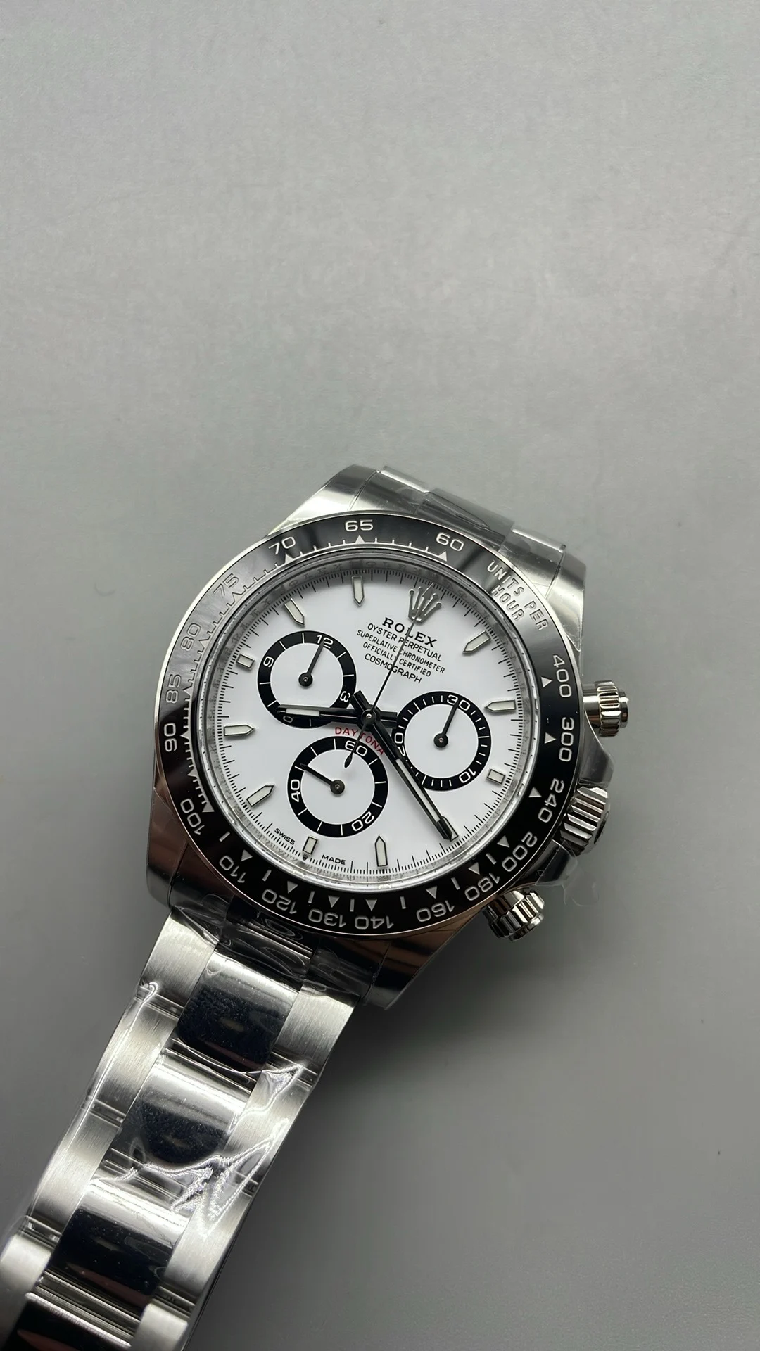 Rolex Daytona Panda — photographed off the sweep