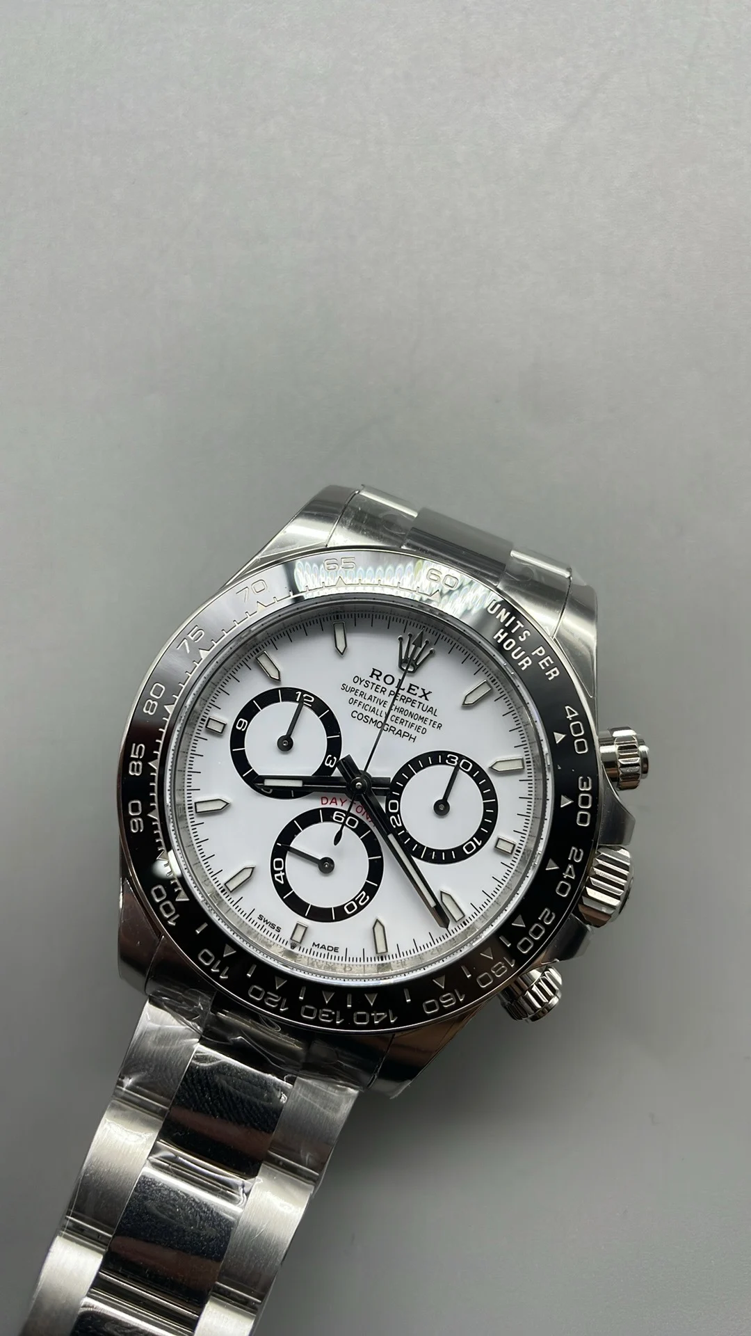 Rolex Daytona Panda — photographed off the sweep