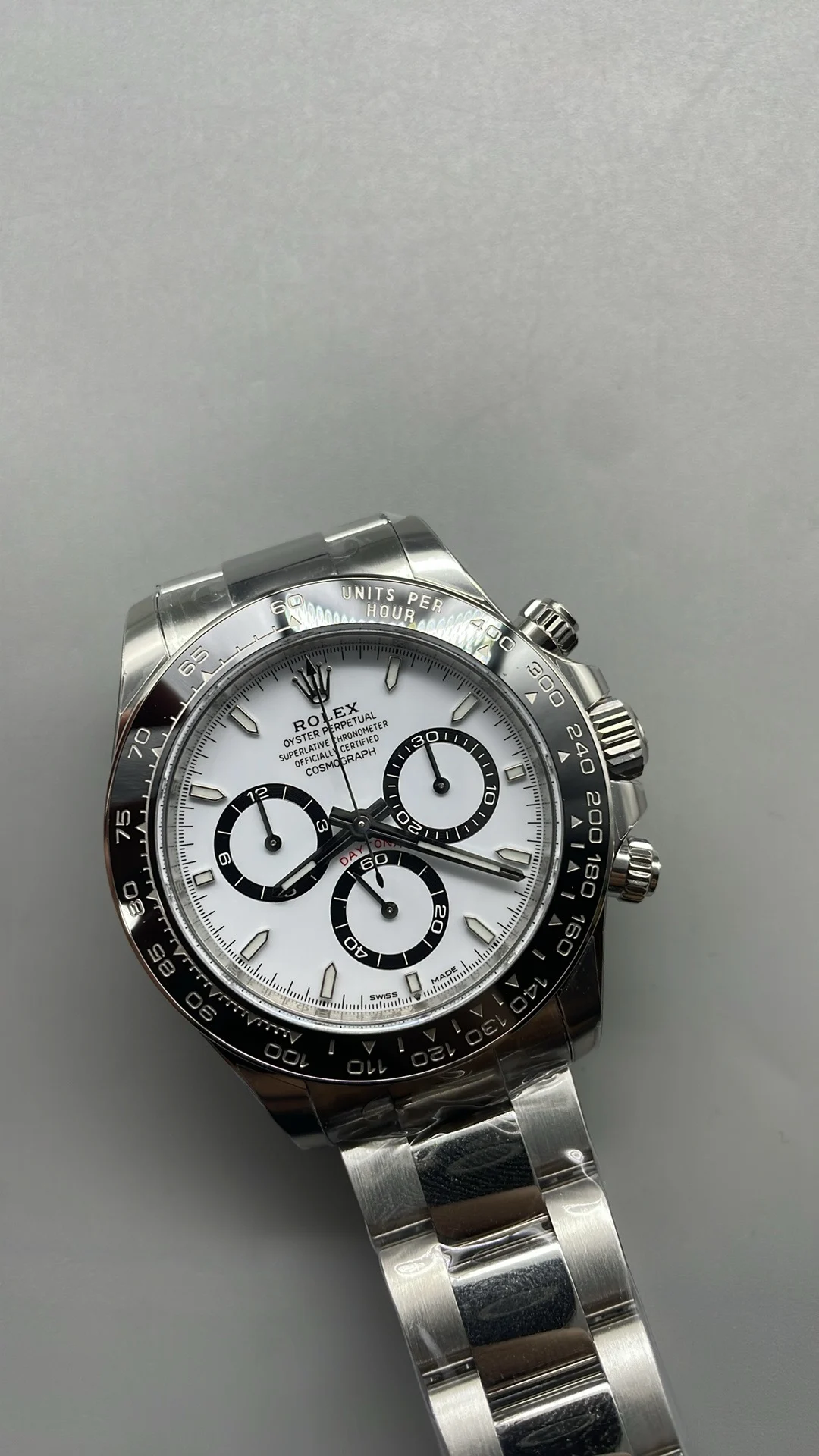 Rolex Daytona Panda — photographed off the sweep