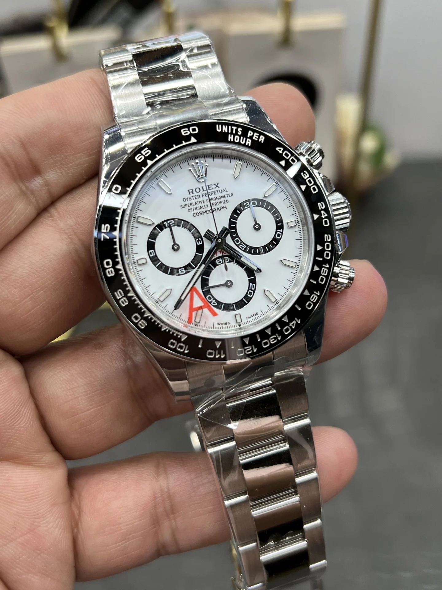 Rolex Daytona Panda 40mm — photographed off the sweep