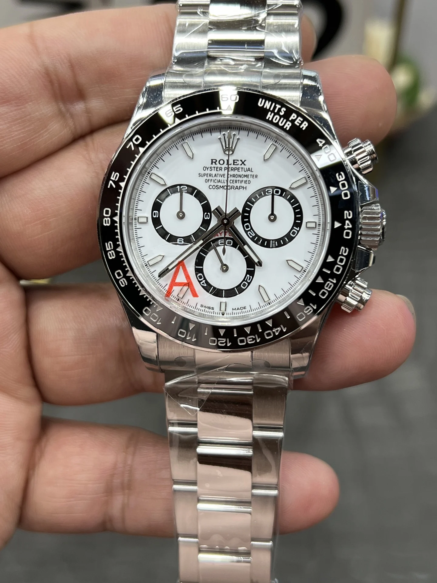 Rolex Daytona Panda 40mm — photographed off the sweep