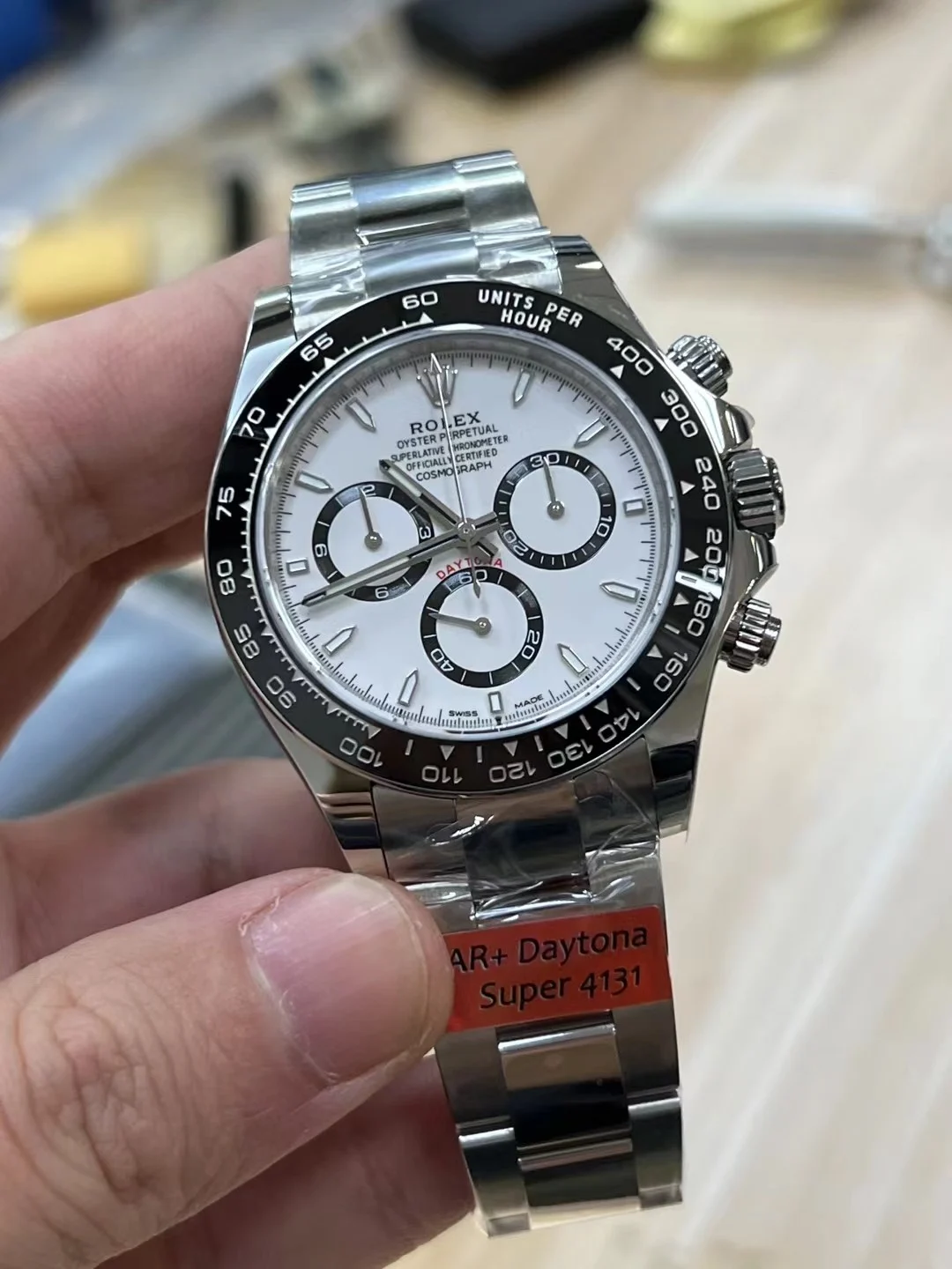 Rolex Daytona Panda White Dial 126500 — photographed off the sweep