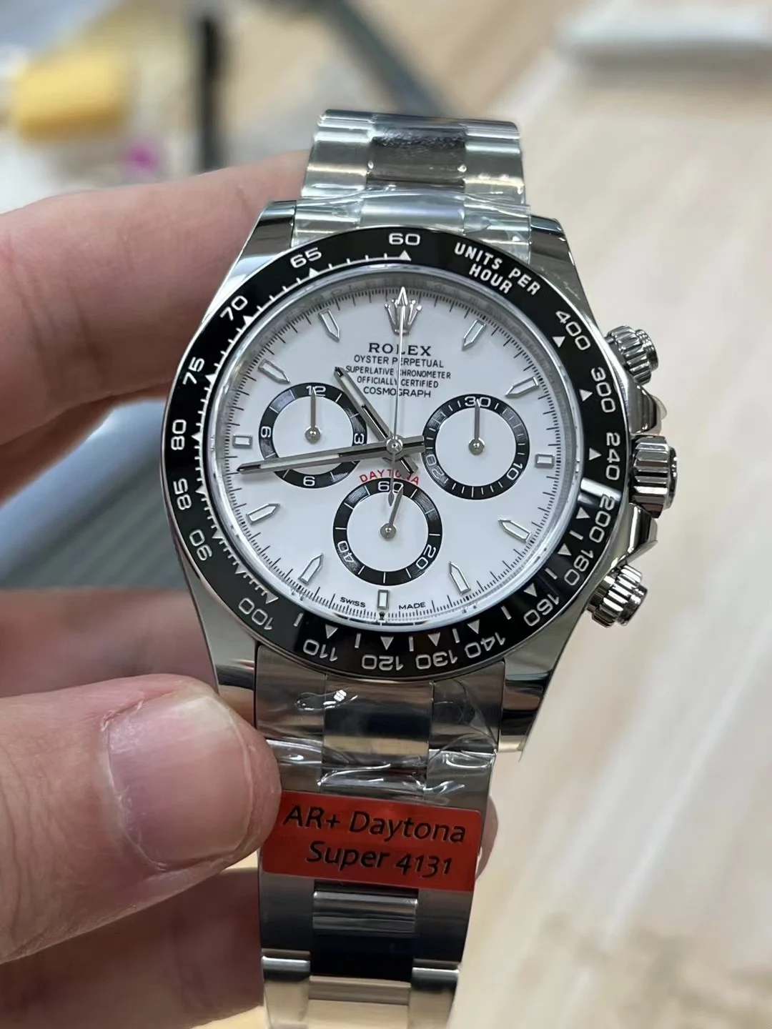 Rolex Daytona Panda White Dial 126500 — photographed off the sweep