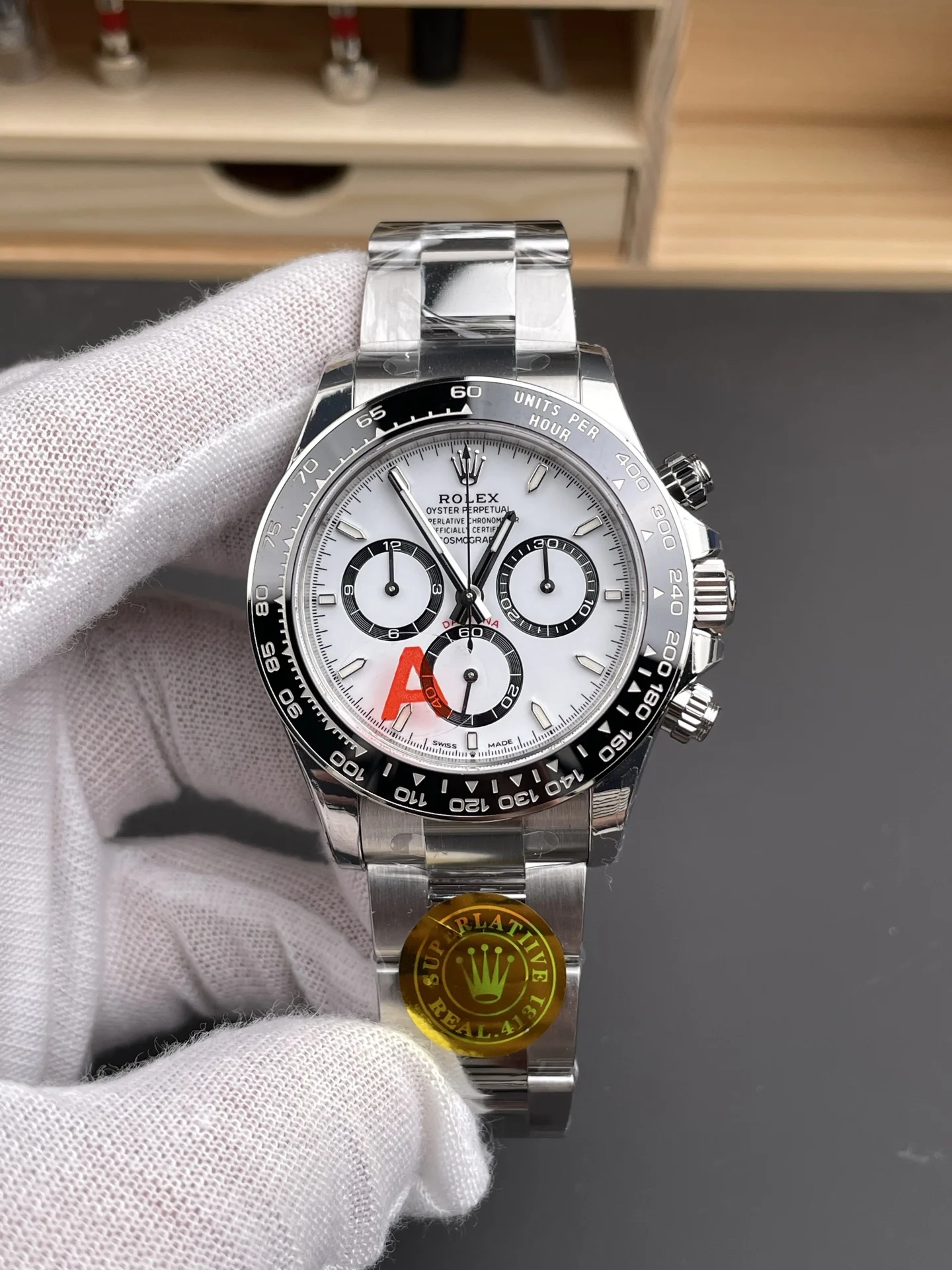 Rolex Daytona Panda White Dial — photographed off the sweep