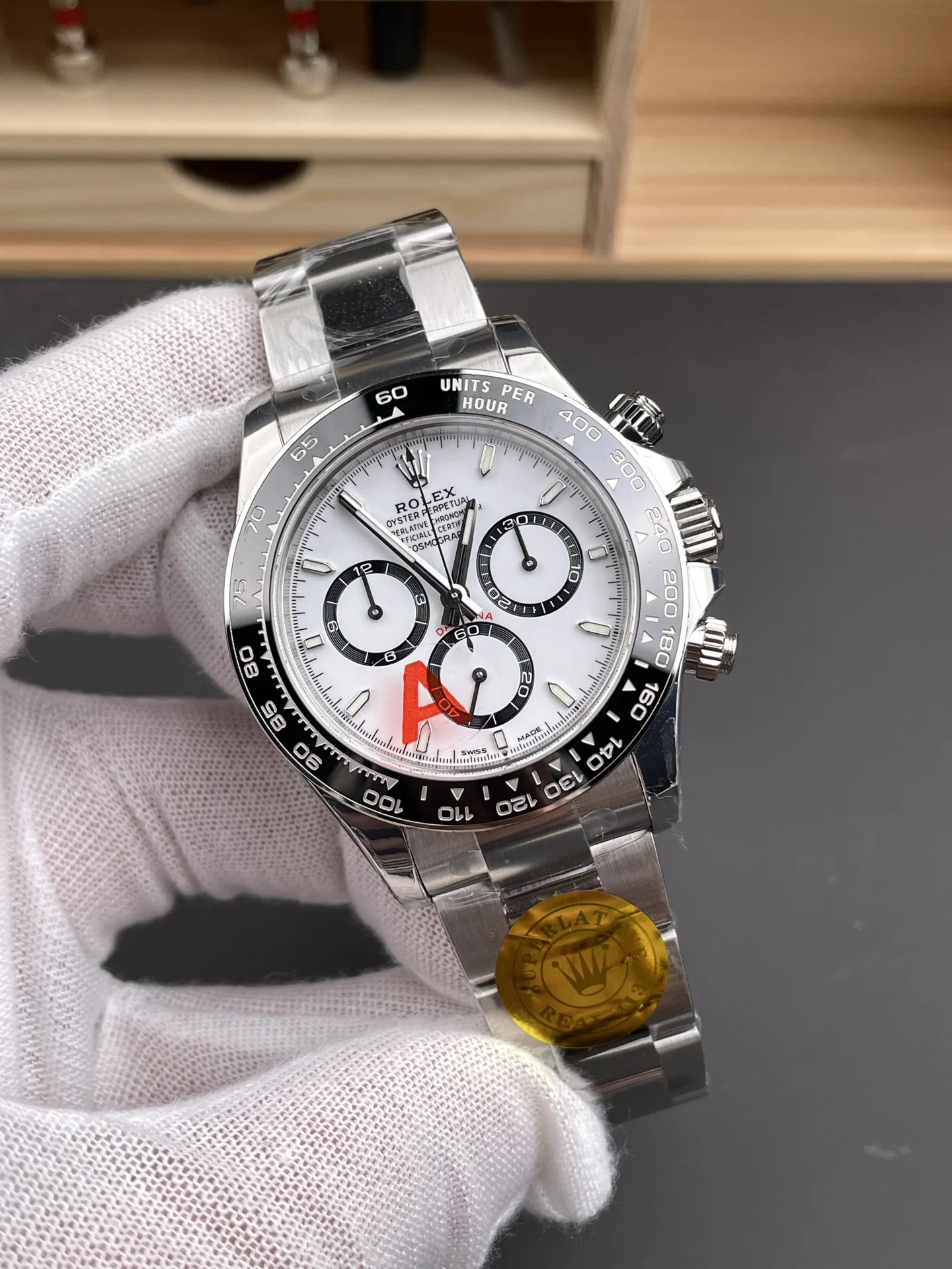 Rolex Daytona Panda White Dial — photographed off the sweep