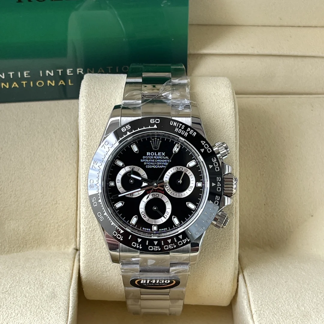Rolex Daytona Platinum Black Dial 116500 40mm — photographed off the sweep