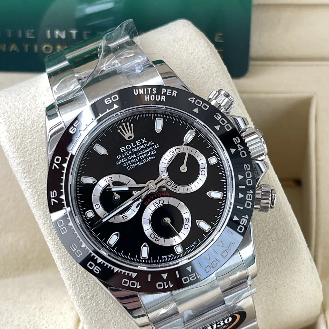 Rolex Daytona Platinum Black Dial 116500 40mm — photographed off the sweep
