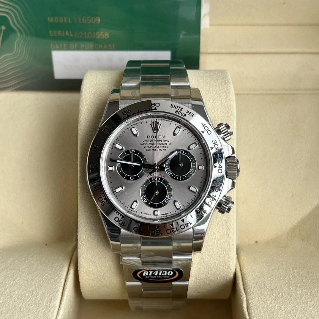 Rolex Daytona Platinum Grey Dial 40mm — photographed off the sweep