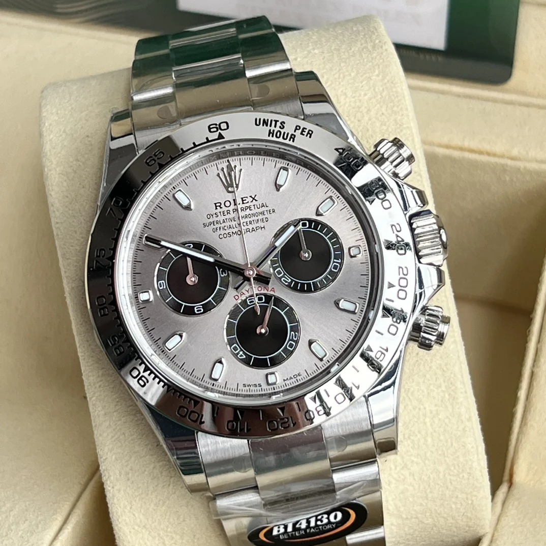 Rolex Daytona Platinum Grey Dial 40mm — photographed off the sweep