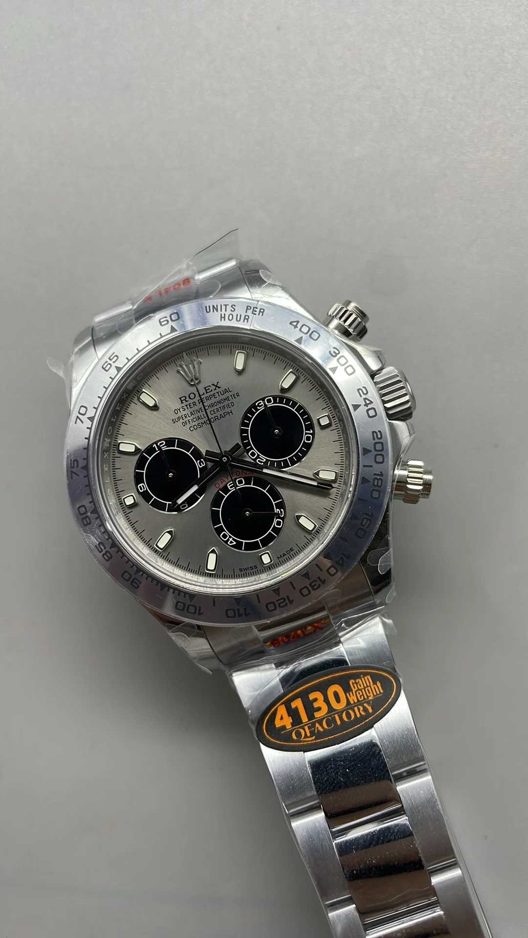 Rolex Daytona Platinum Grey Dial — photographed off the sweep