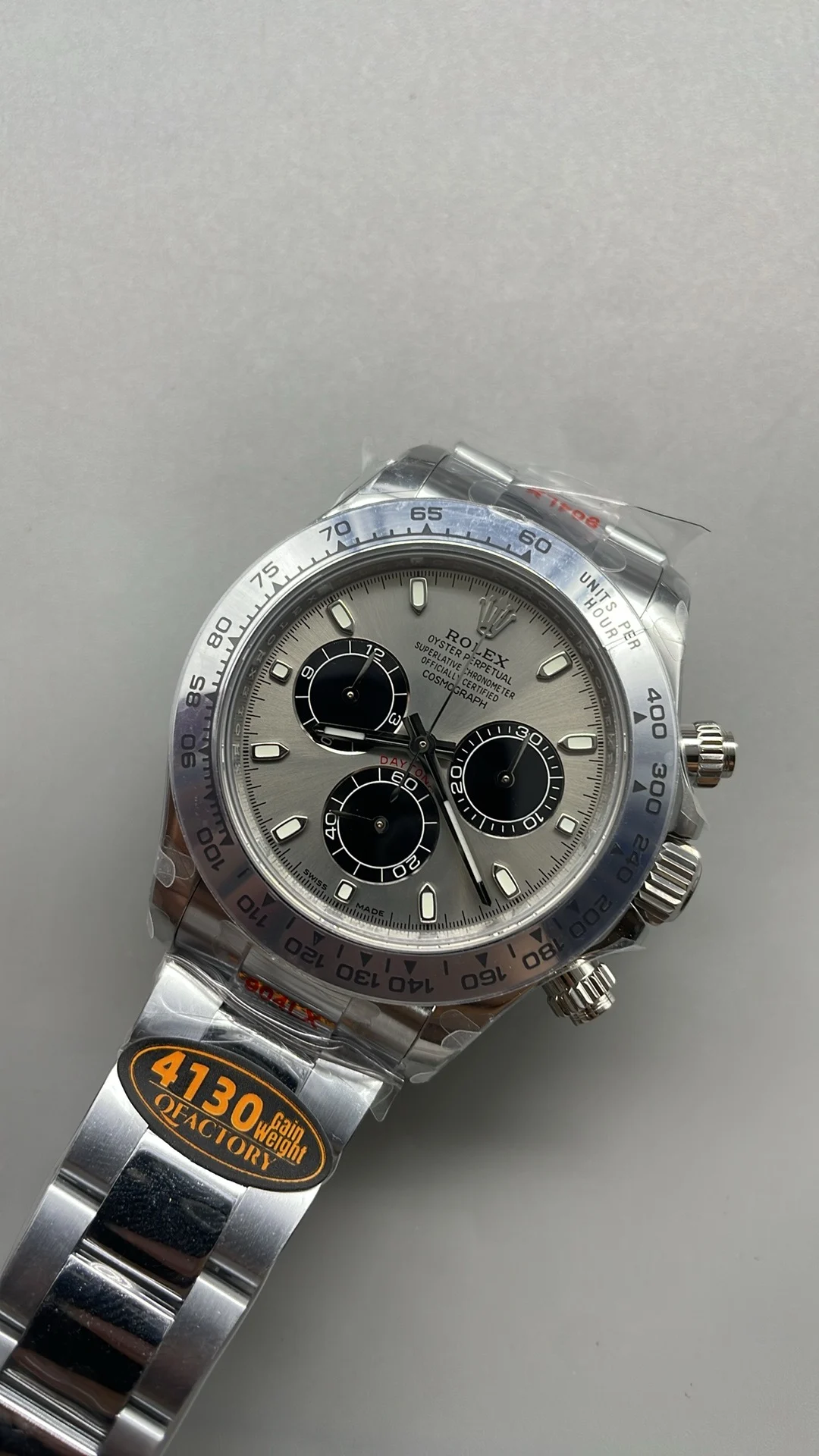 Rolex Daytona Platinum Grey Dial — photographed off the sweep