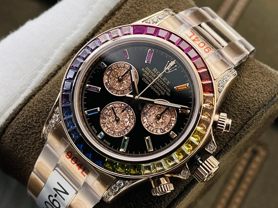 Rolex Daytona Rainbow Platinum — photographed off the sweep