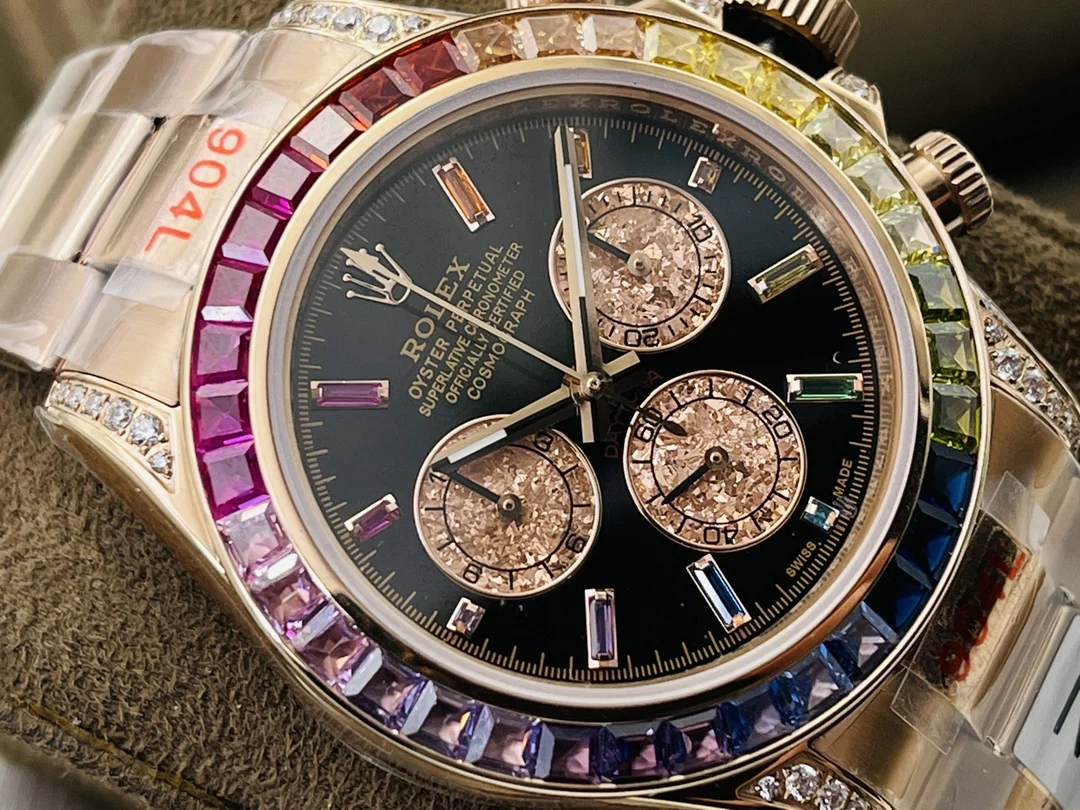Rolex Daytona Rainbow Platinum — photographed off the sweep