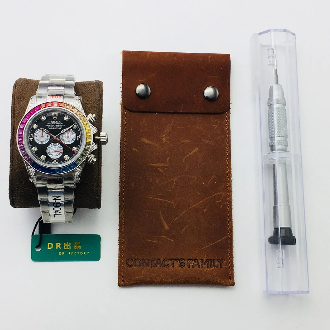 Rolex Daytona Rainbow Steel Black Dial — photographed off the sweep