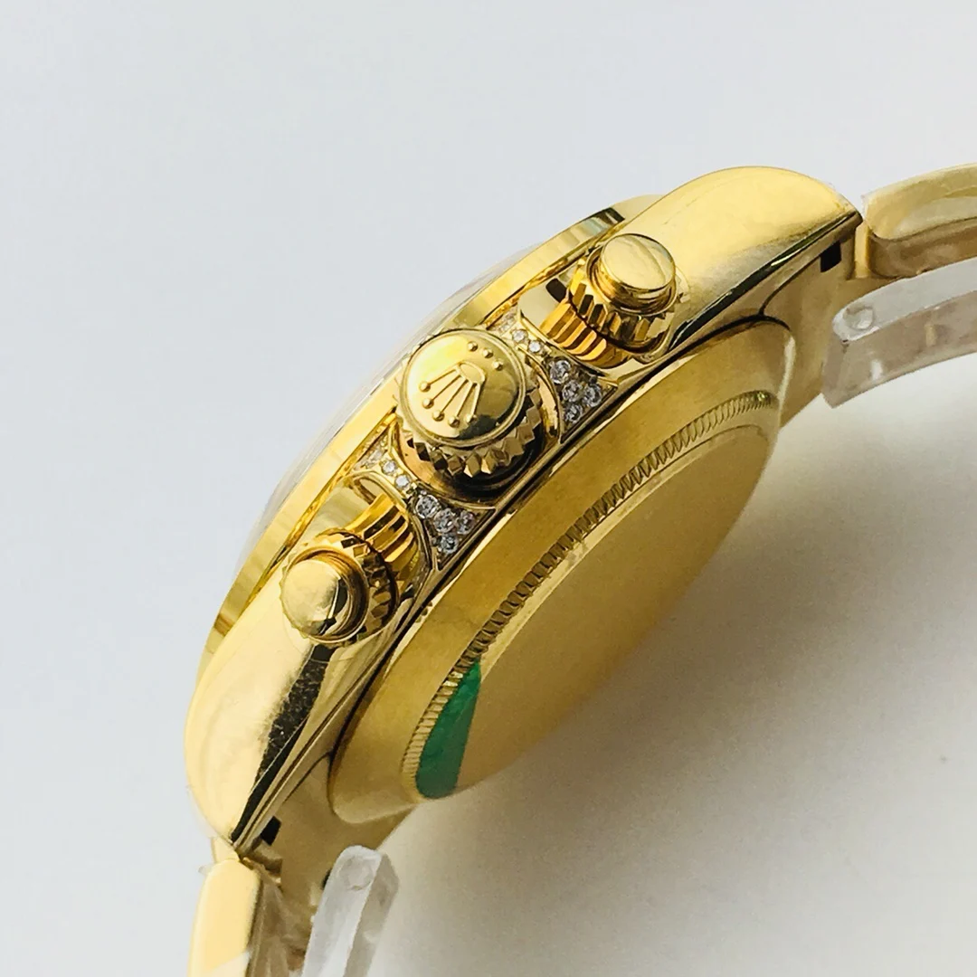 Rolex Daytona Rainbow Steel Green Dial Diamond-Set — photographed off the sweep