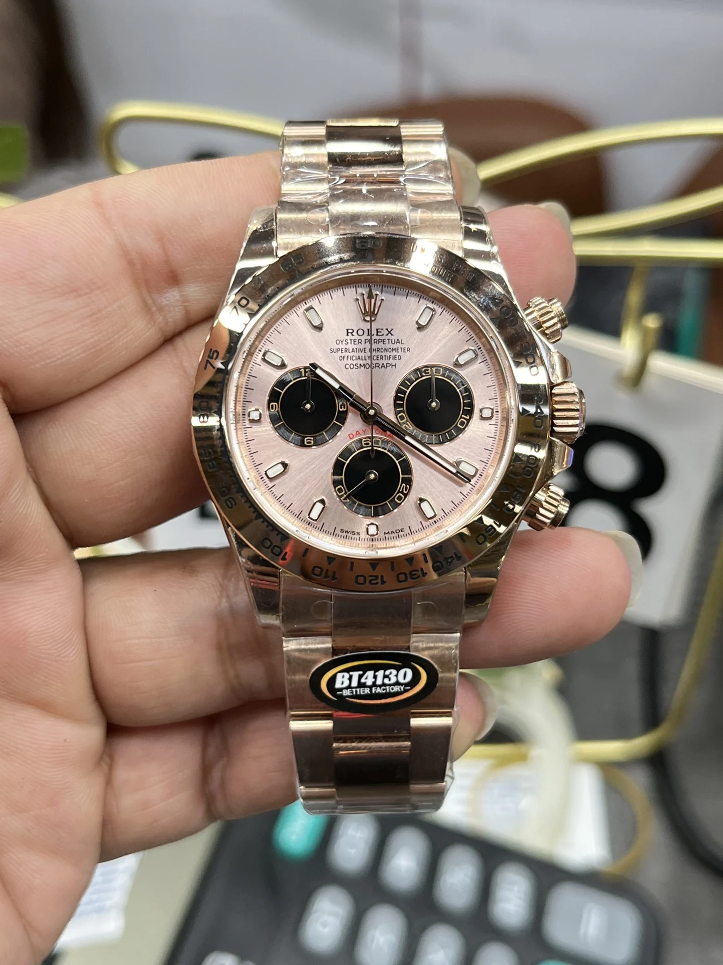Rolex Daytona Rose Gold 40mm — photographed off the sweep