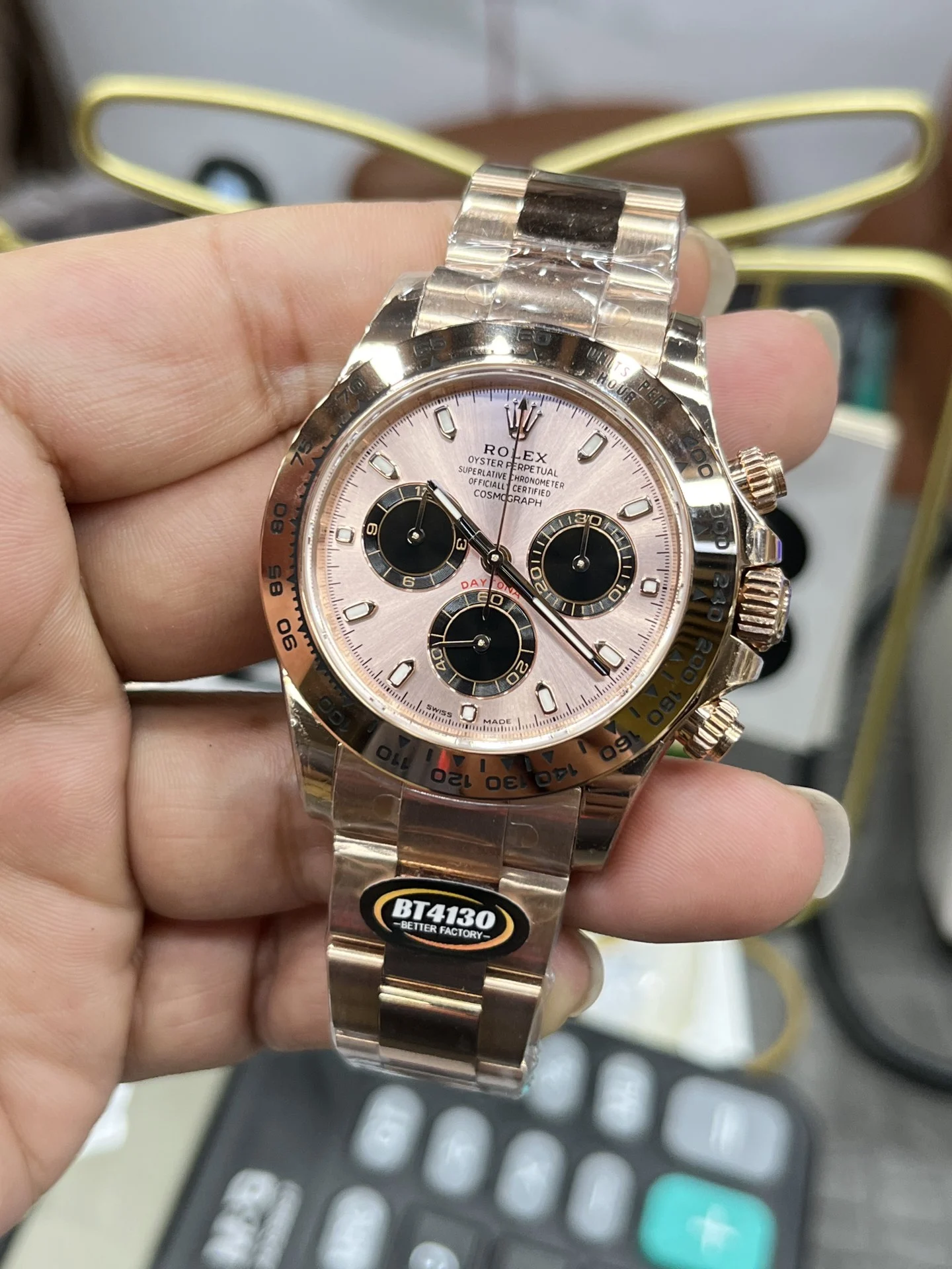 Rolex Daytona Rose Gold 40mm — photographed off the sweep