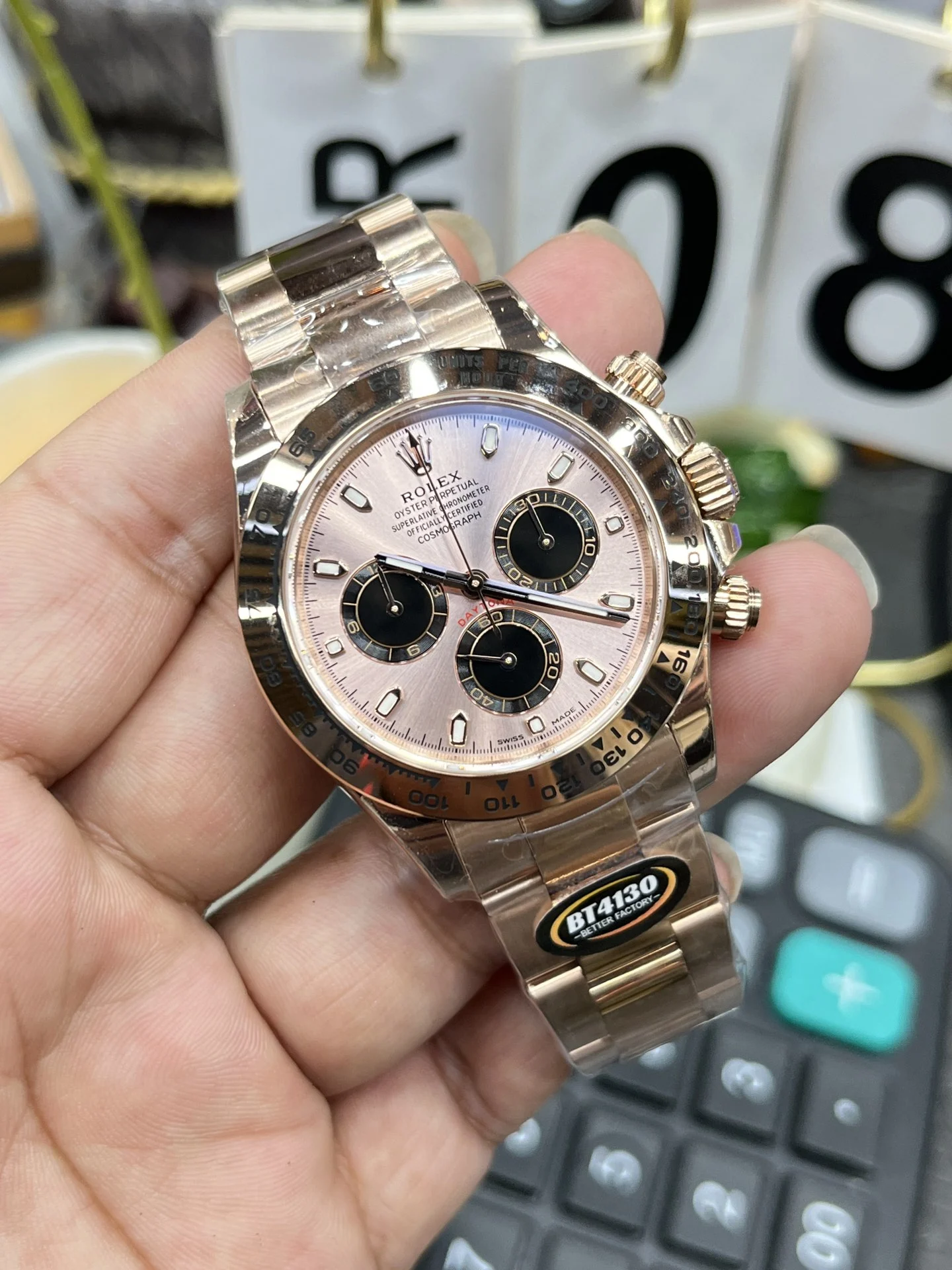Rolex Daytona Rose Gold 40mm — photographed off the sweep