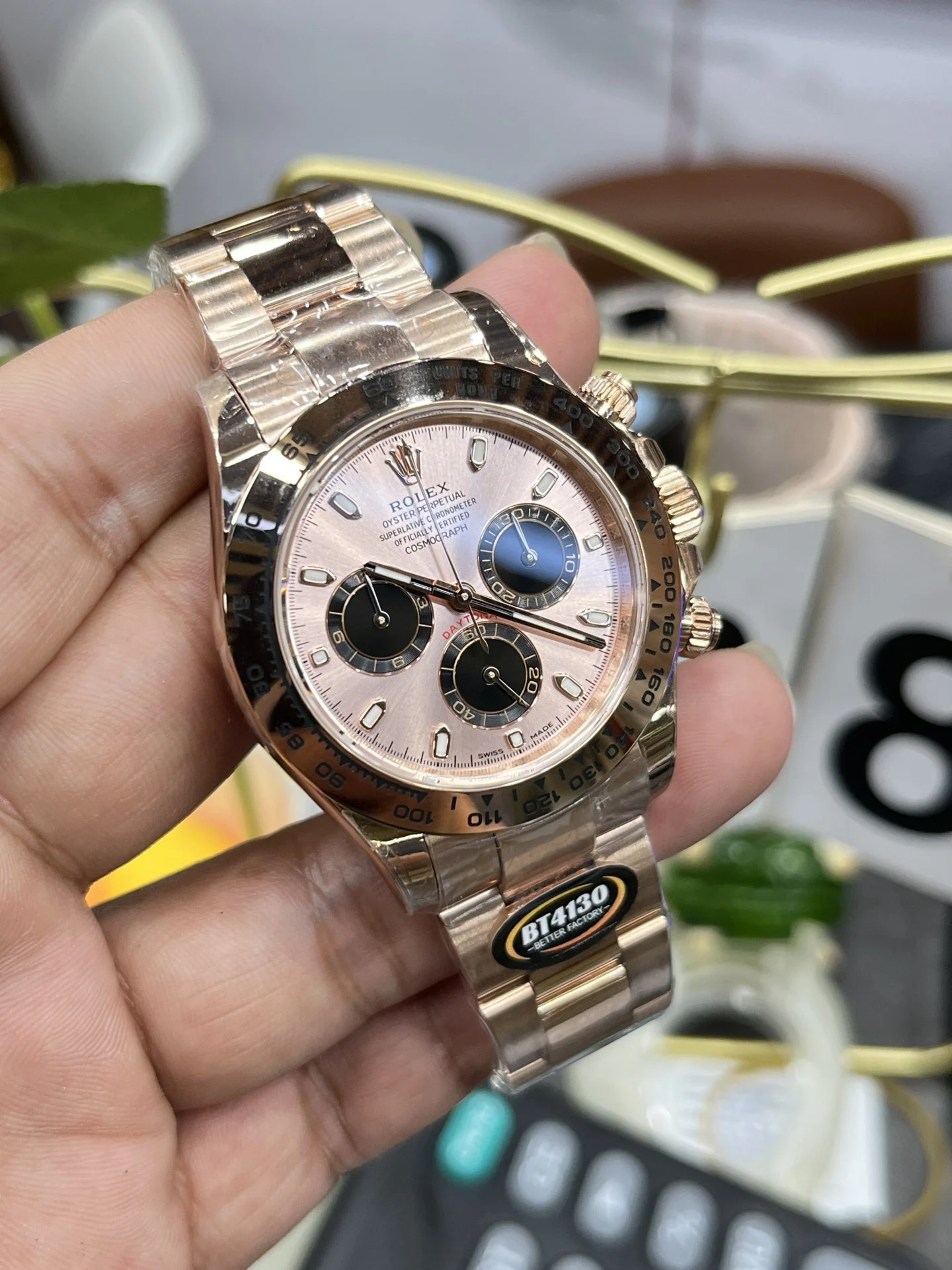 Rolex Daytona Rose Gold 40mm — photographed off the sweep