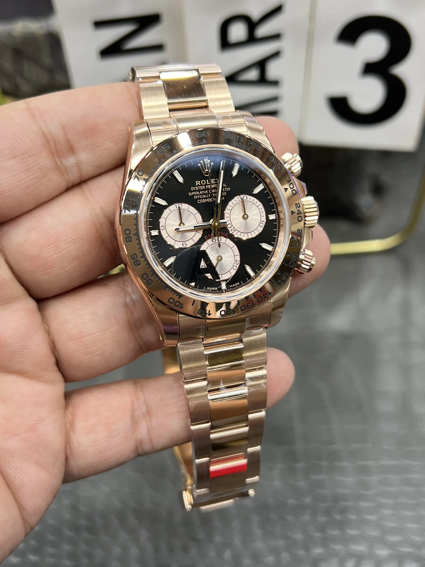Rolex Daytona Rose Gold 40mm — photographed off the sweep