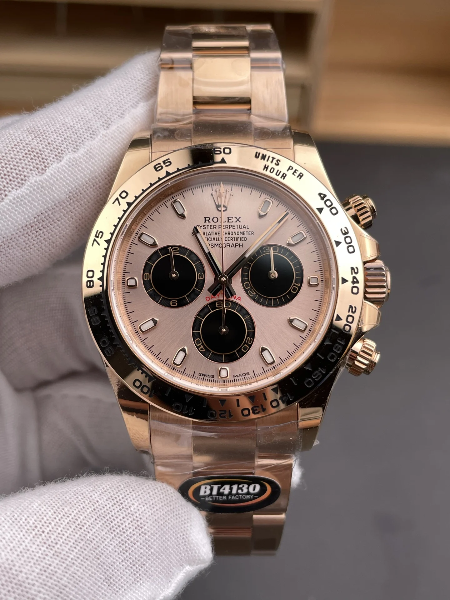 Rolex Daytona Rose Gold 40mm — photographed off the sweep
