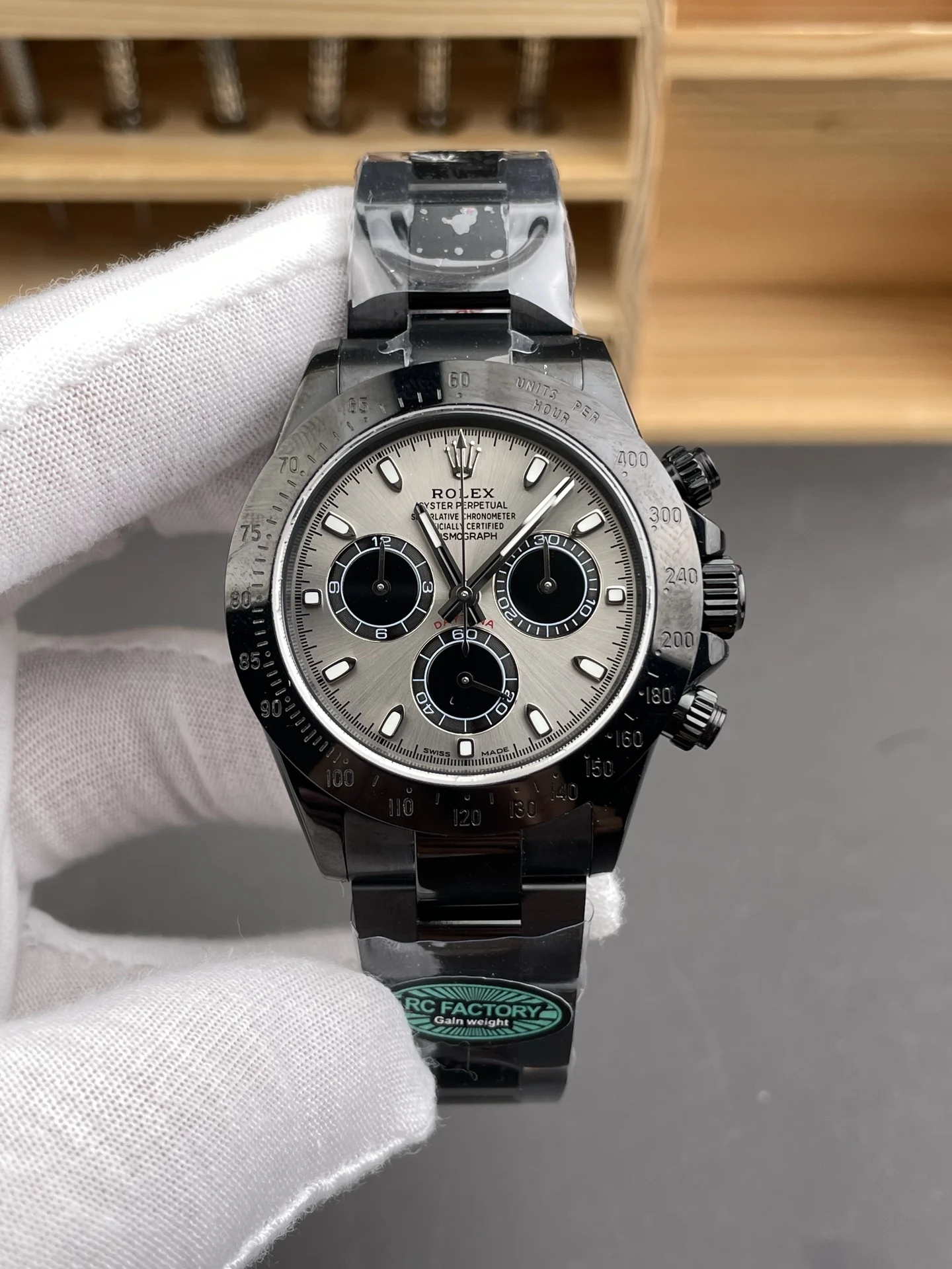 Rolex Daytona Steel Black Dial 40mm — photographed off the sweep