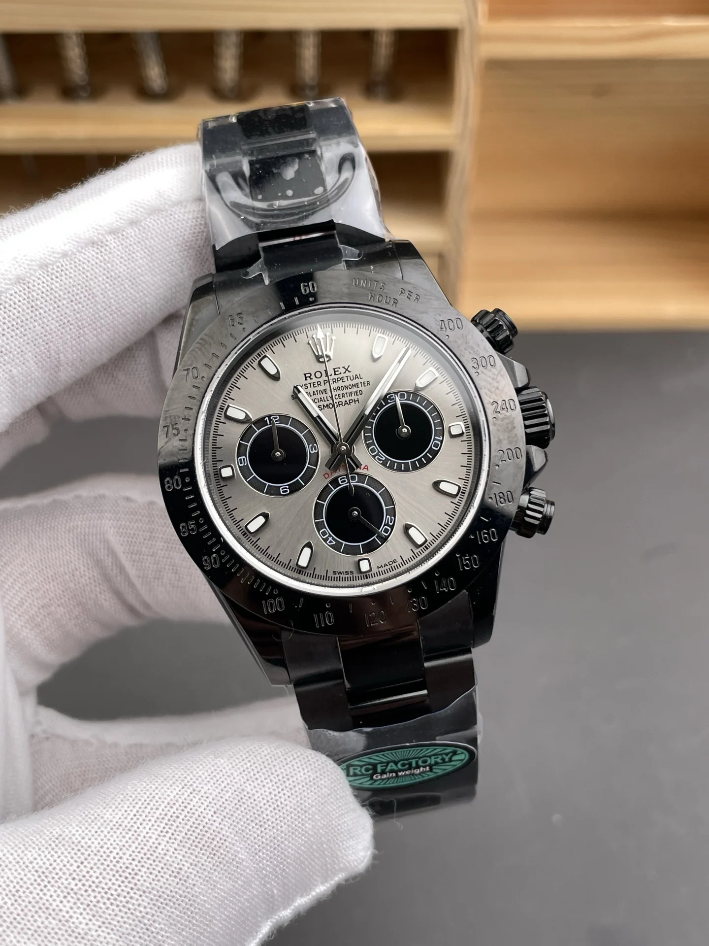 Rolex Daytona Steel Black Dial 40mm — photographed off the sweep