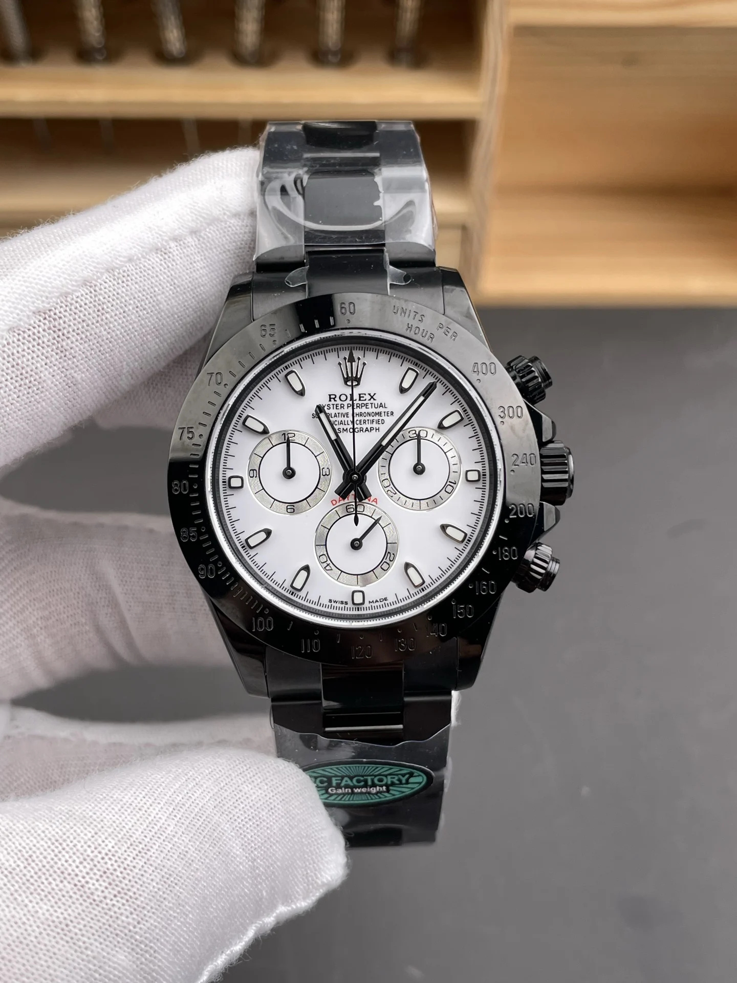Rolex Daytona Steel Black Dial 40mm — photographed off the sweep