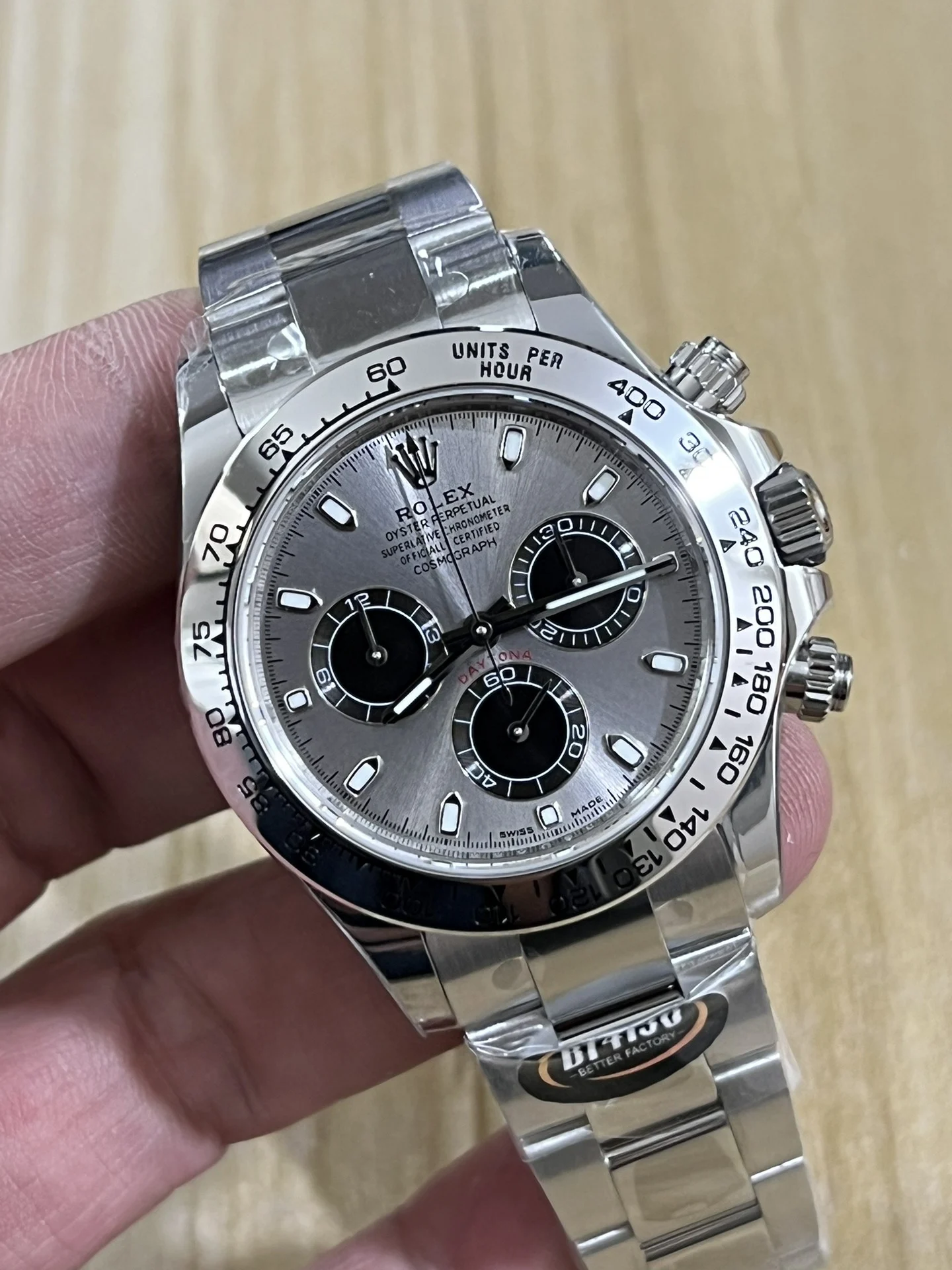 Rolex Daytona Steel Grey Dial — photographed off the sweep