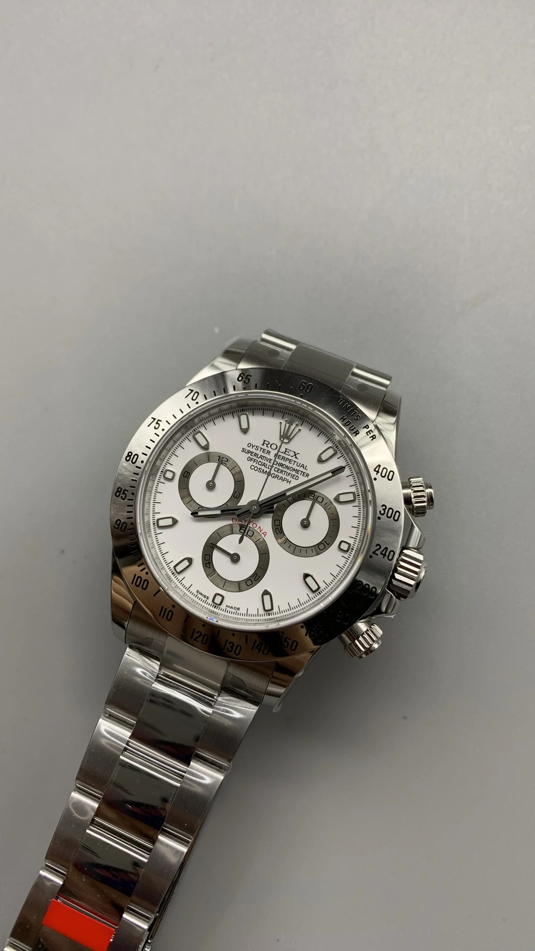 Rolex Daytona Steel White Dial — photographed off the sweep