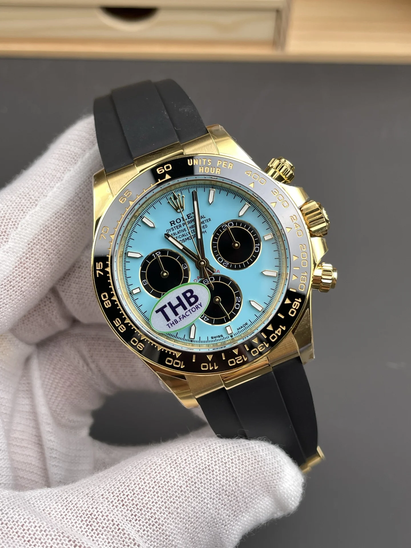 Rolex Daytona Tiffany Blue Dial 40mm — photographed off the sweep