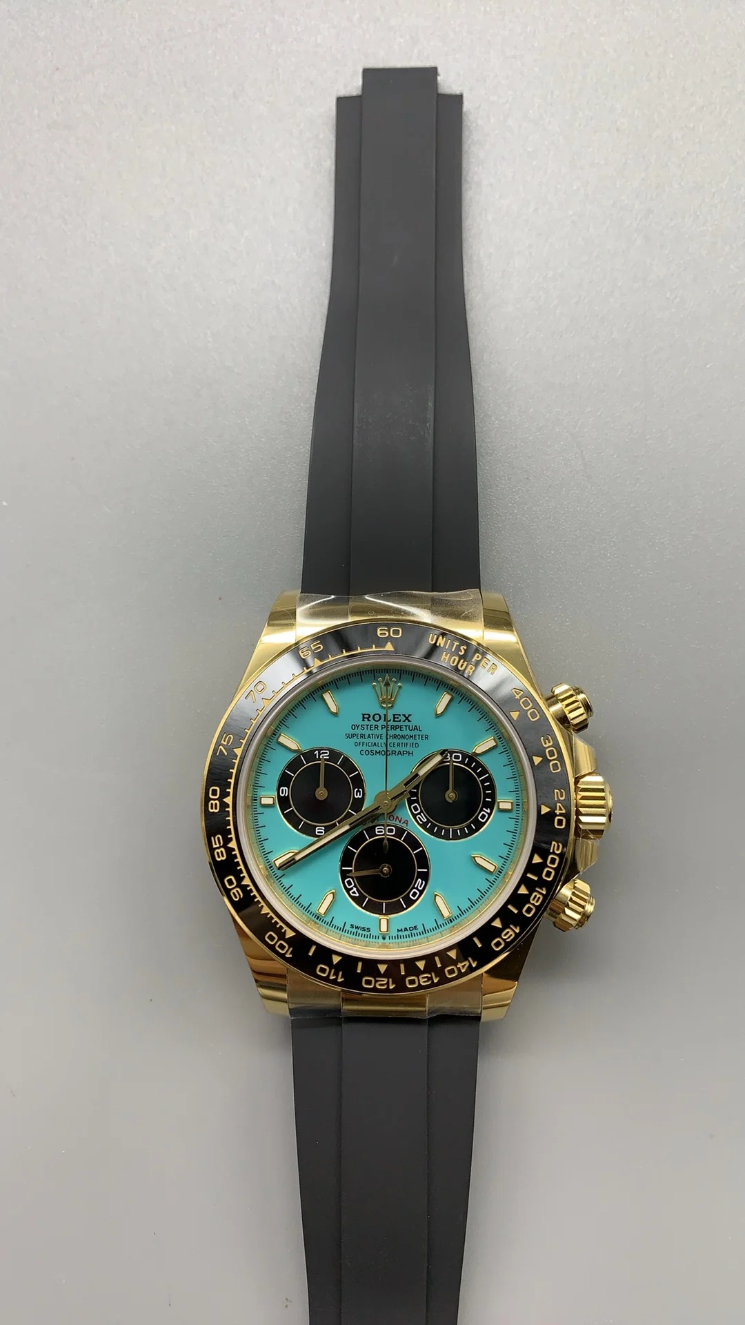 Rolex Daytona Tiffany Blue Dial — photographed off the sweep