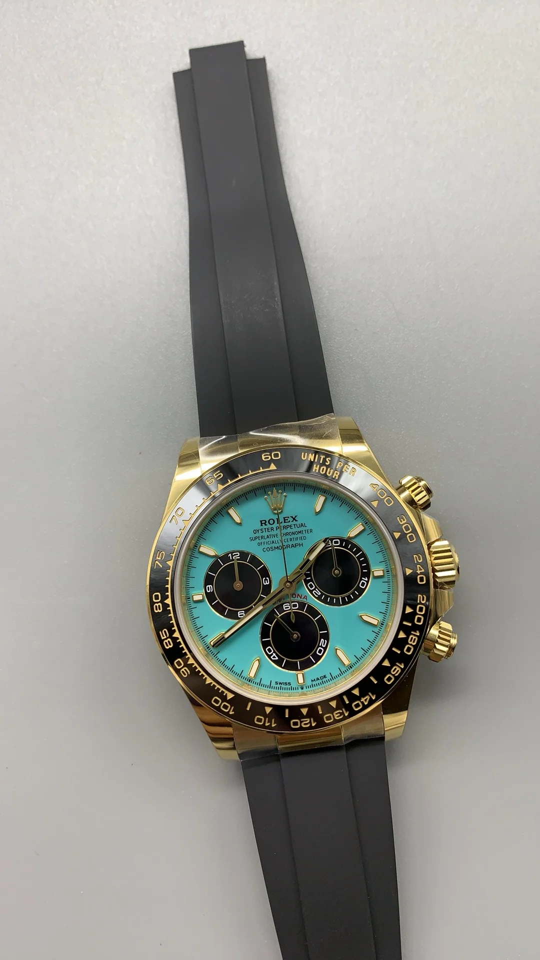 Rolex Daytona Tiffany Blue Dial — photographed off the sweep