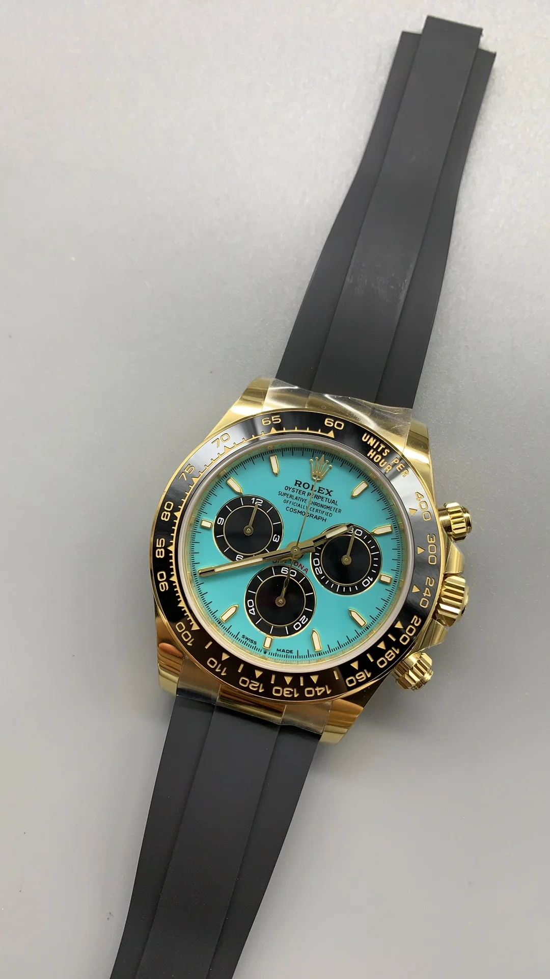Rolex Daytona Tiffany Blue Dial — photographed off the sweep