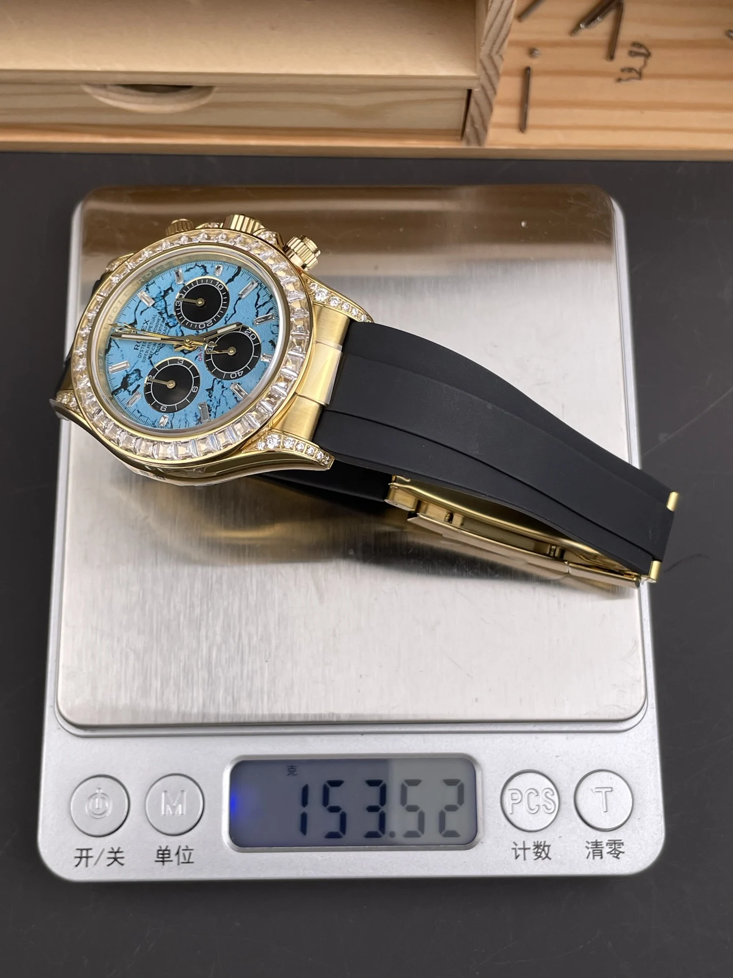 Rolex Daytona Turquoise Dial — photographed off the sweep