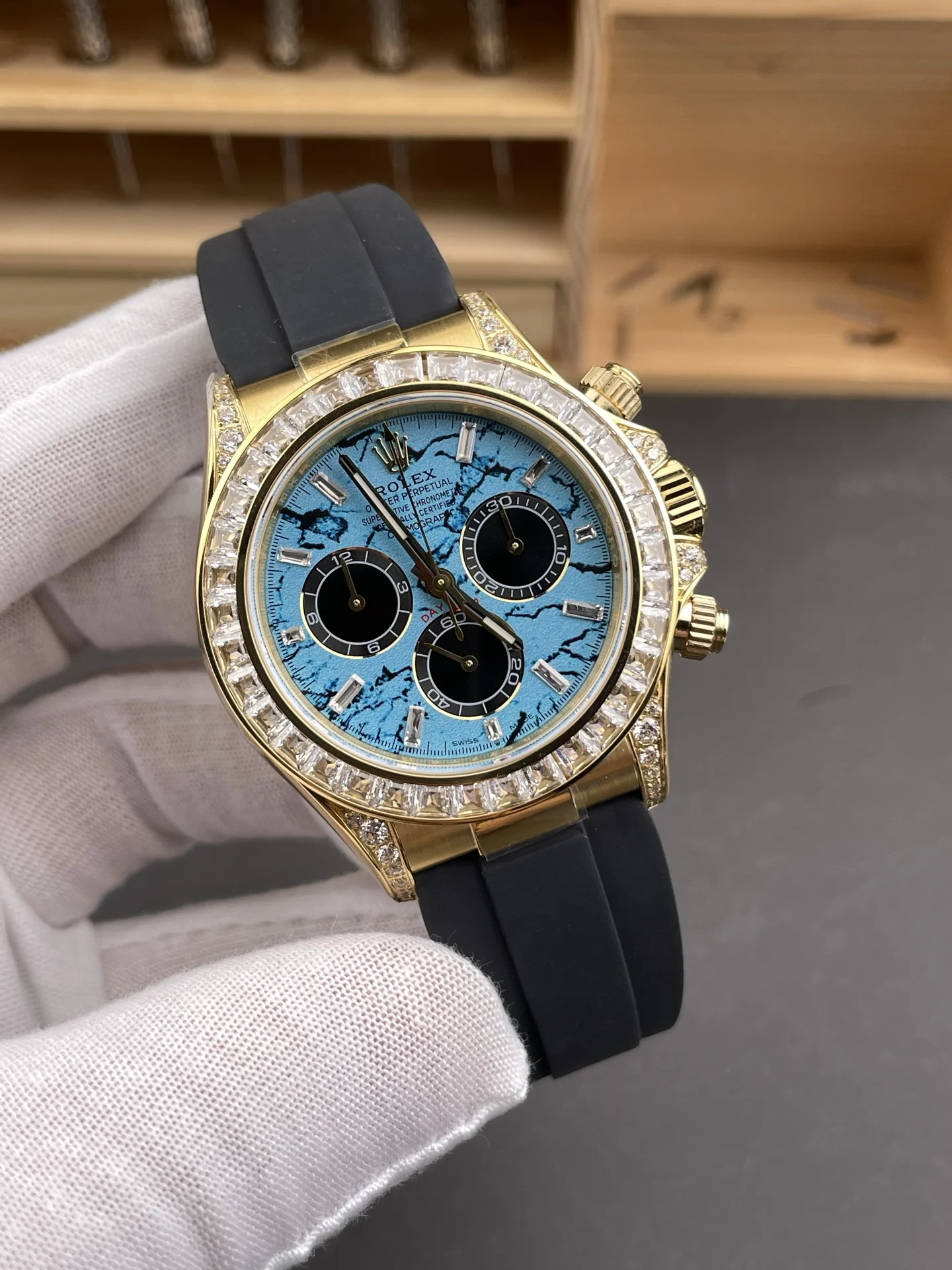 Rolex Daytona Turquoise Dial — photographed off the sweep