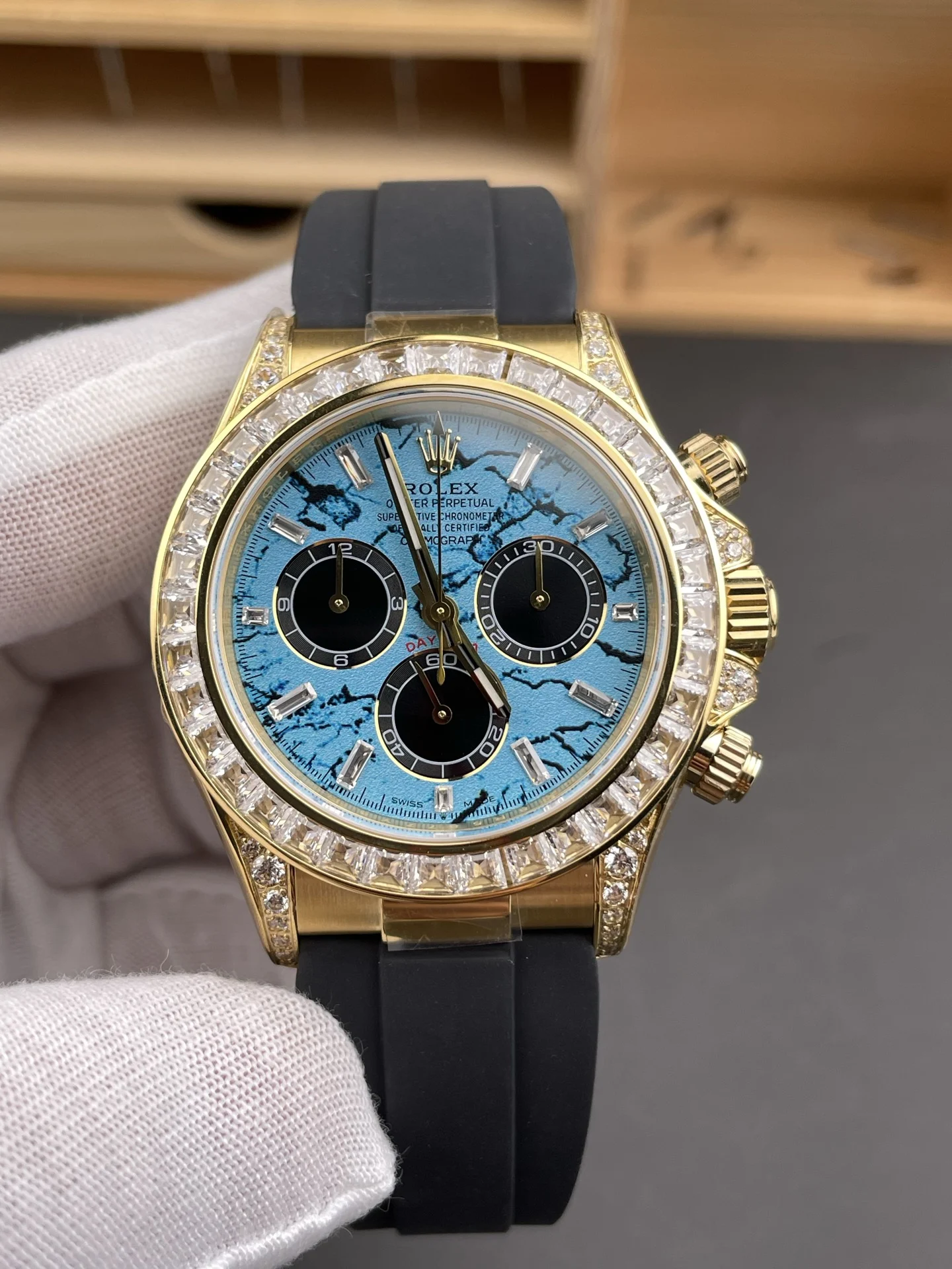 Rolex Daytona Turquoise Dial — photographed off the sweep