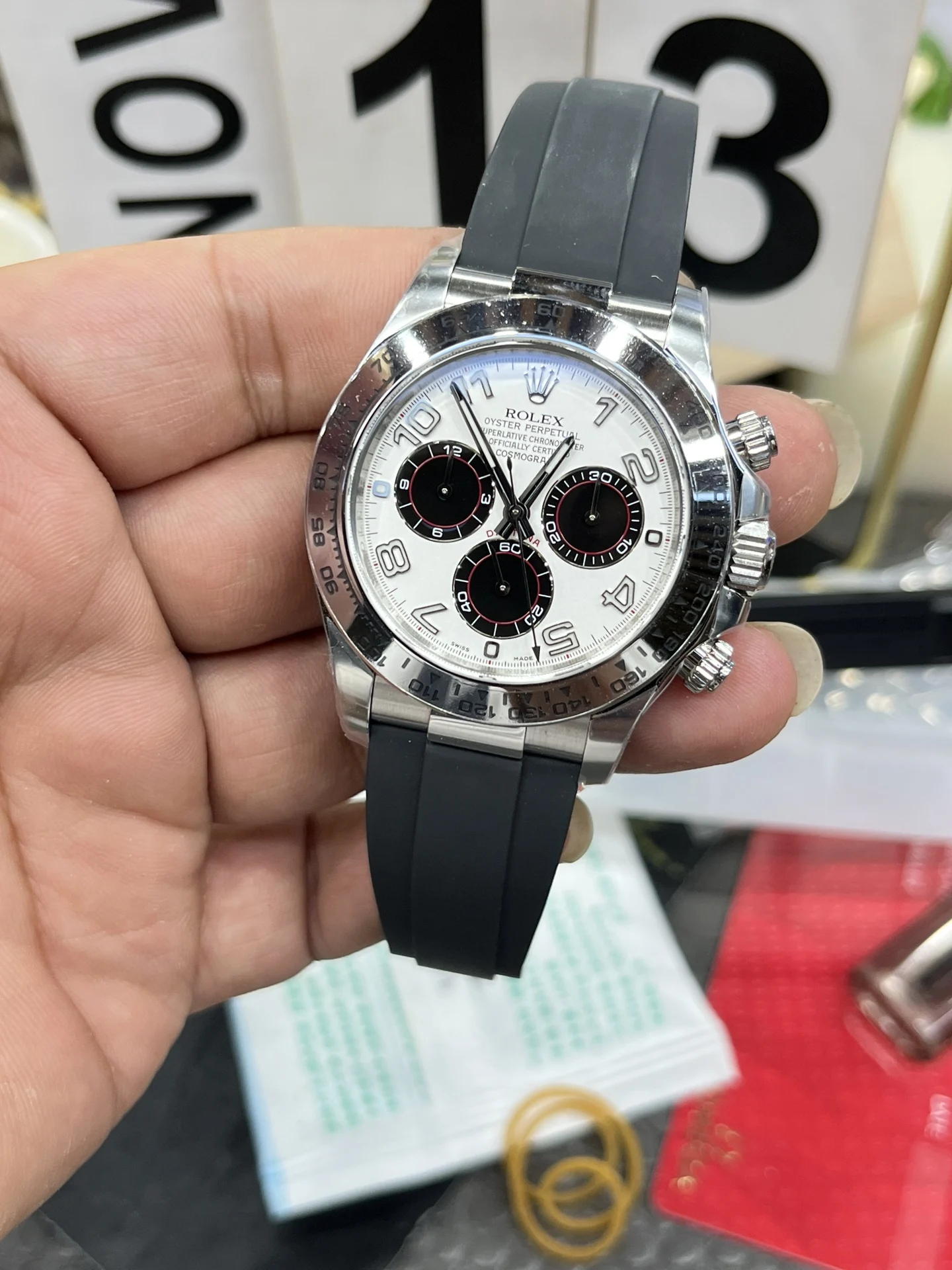 Rolex Daytona White Dial 40mm — photographed off the sweep