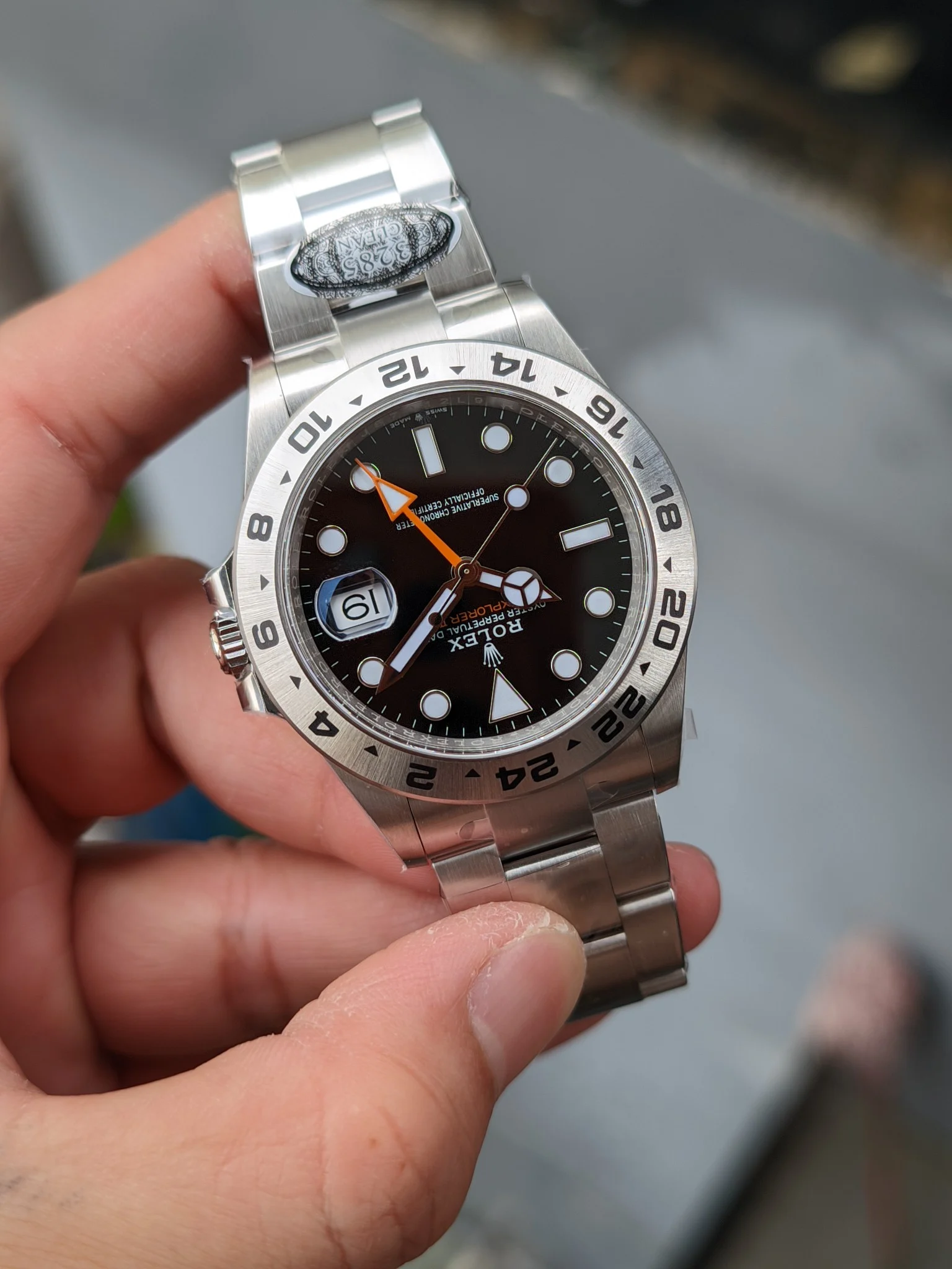 Rolex Explorer II Black Dial 126710 42mm — photographed off the sweep