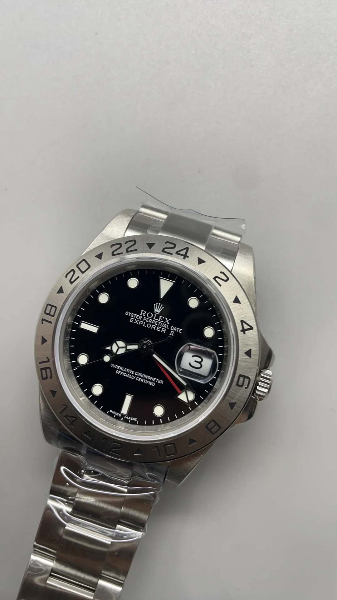 Rolex Explorer II Black Dial — photographed off the sweep