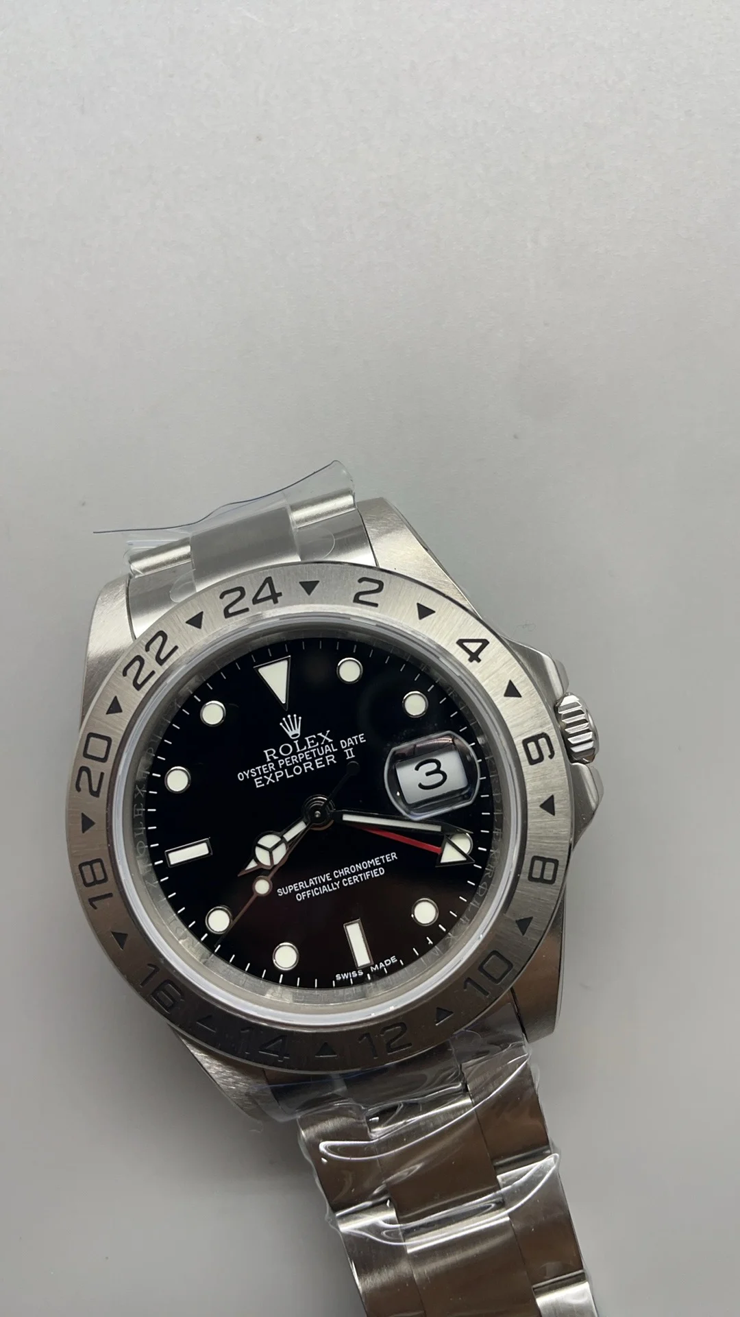 Rolex Explorer II Black Dial — photographed off the sweep