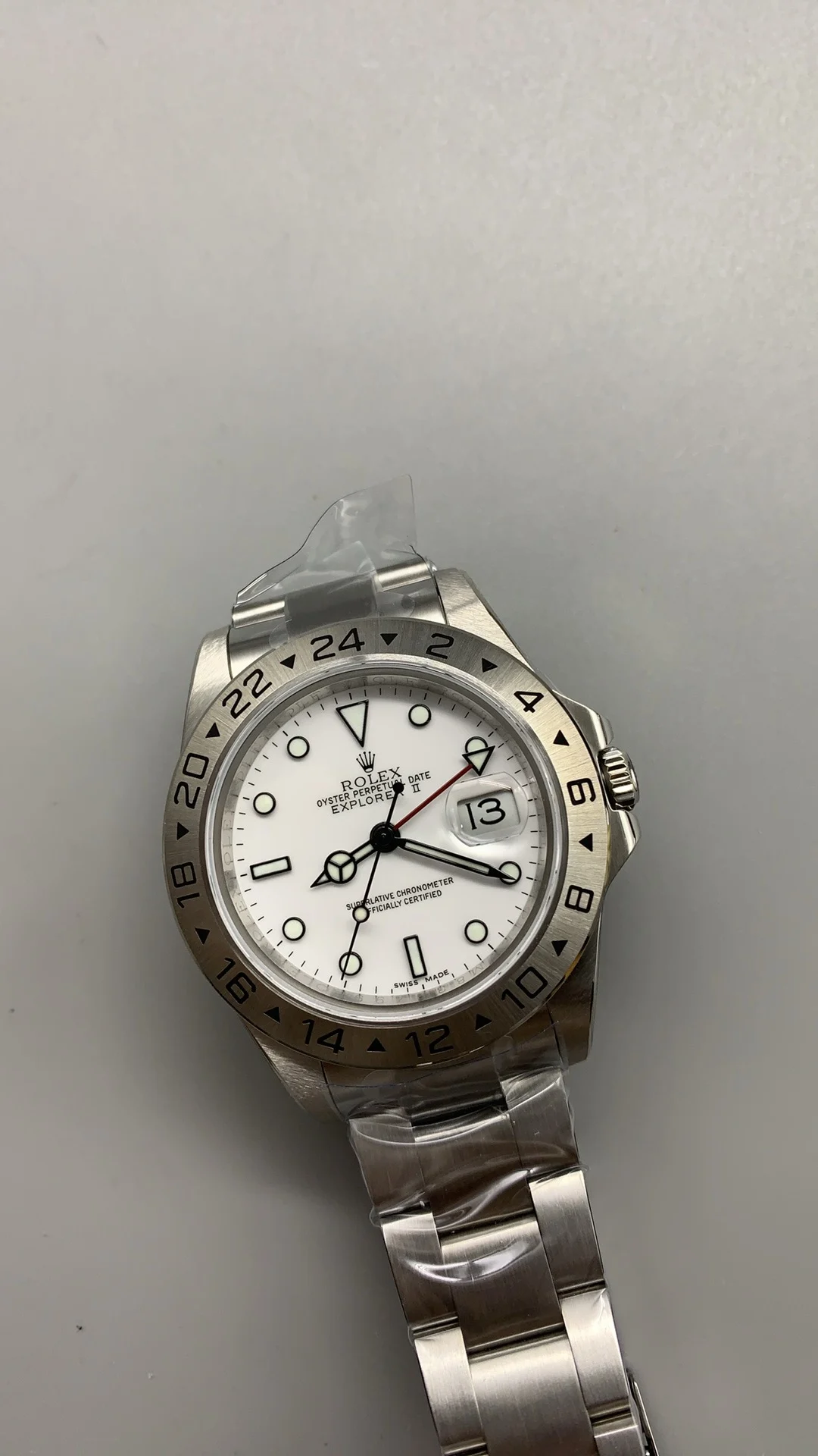 Rolex Explorer II White Dial — photographed off the sweep