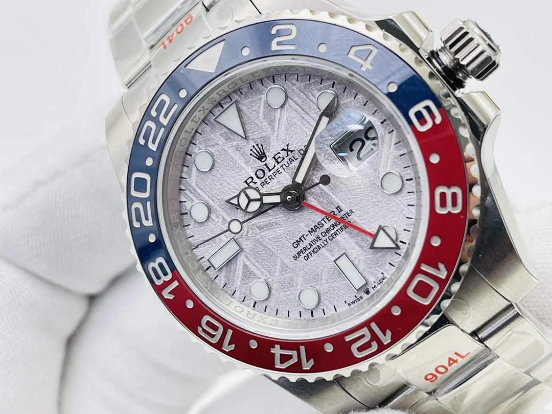 Rolex GMT-Master II Meteorite 126710 — photographed off the sweep
